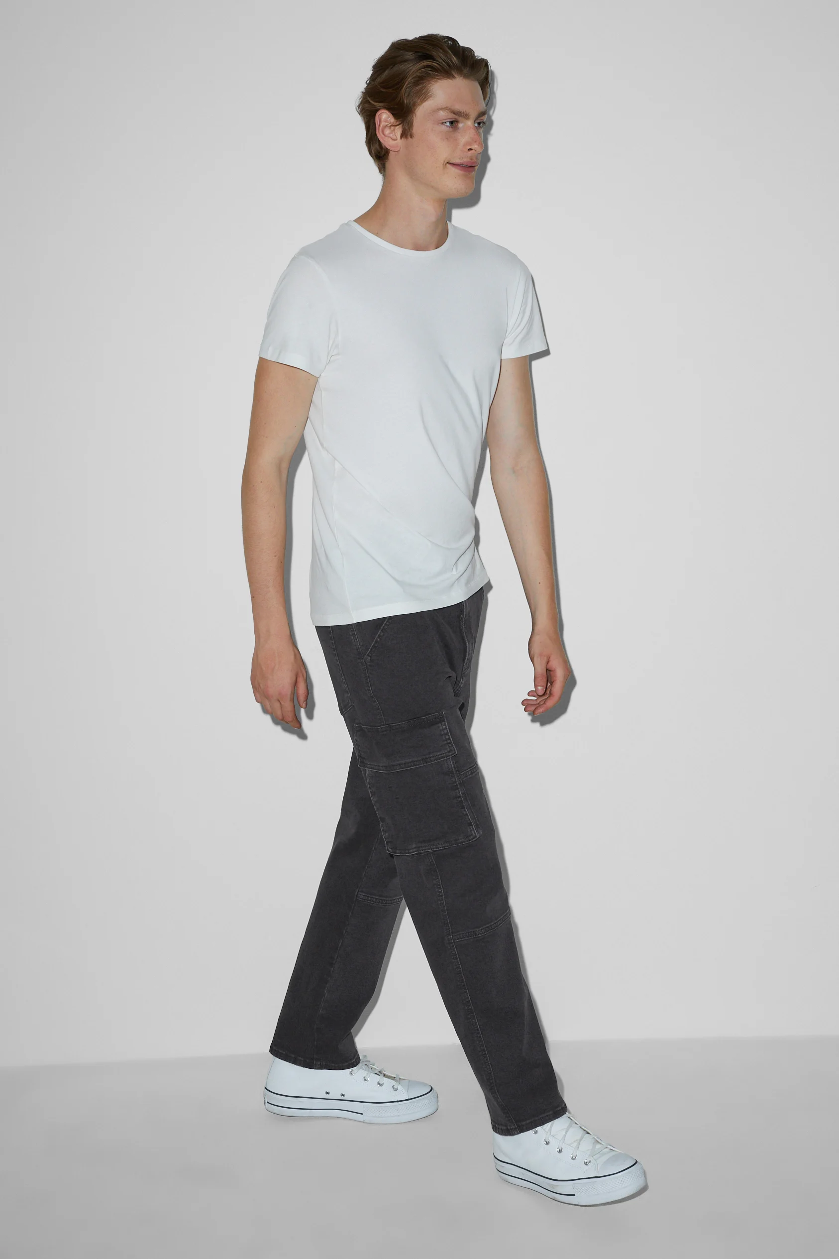 Denim cargo trousers