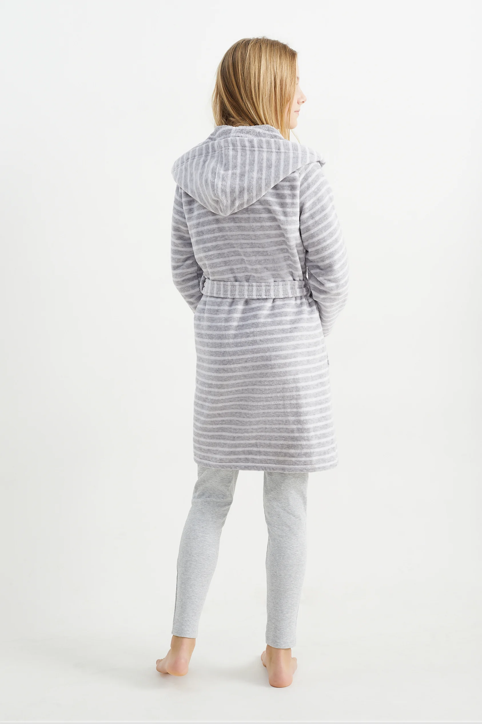 Bathrobe with hood - striped