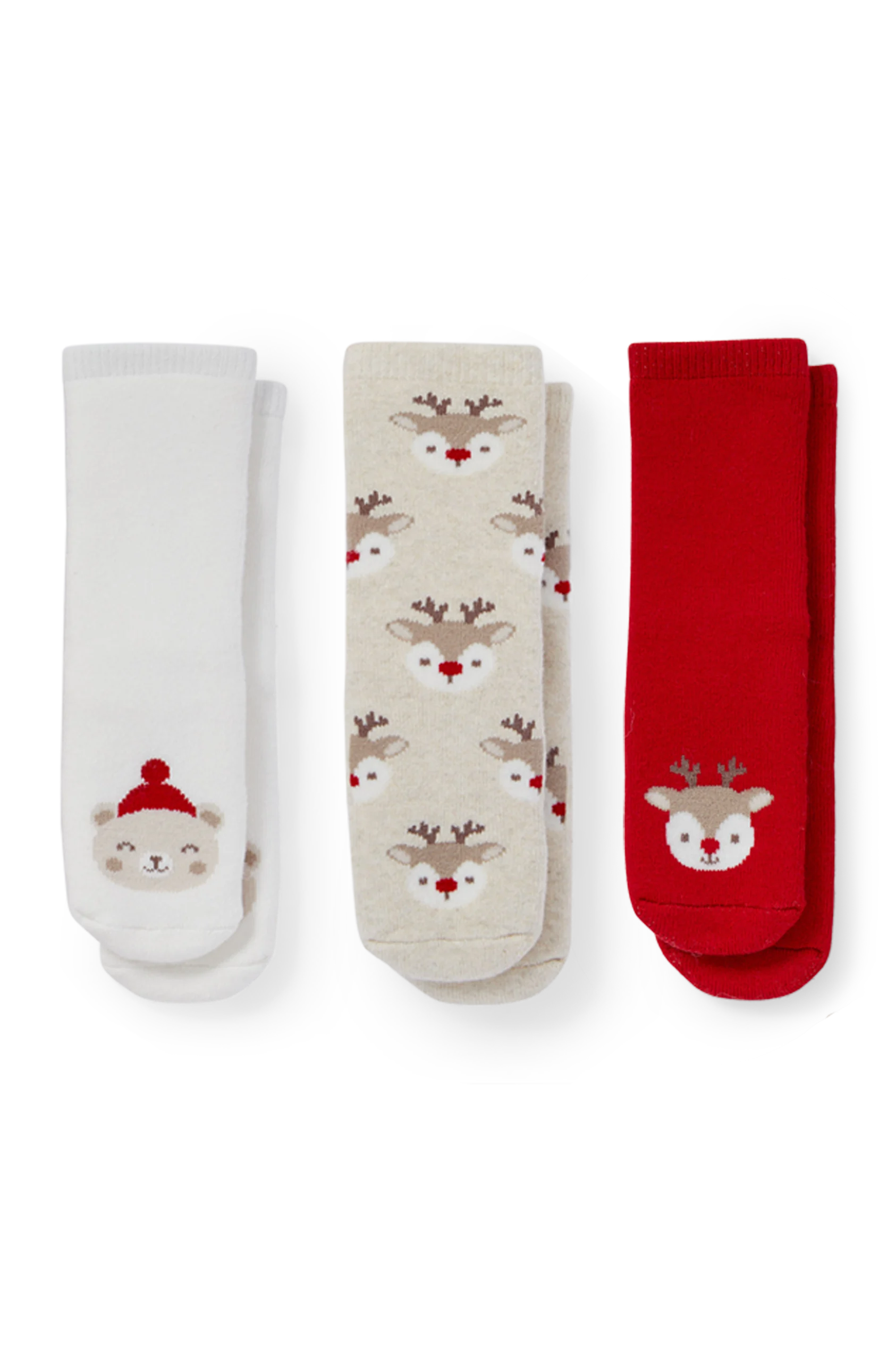 Multipack of 3 - baby Christmas non-slip socks