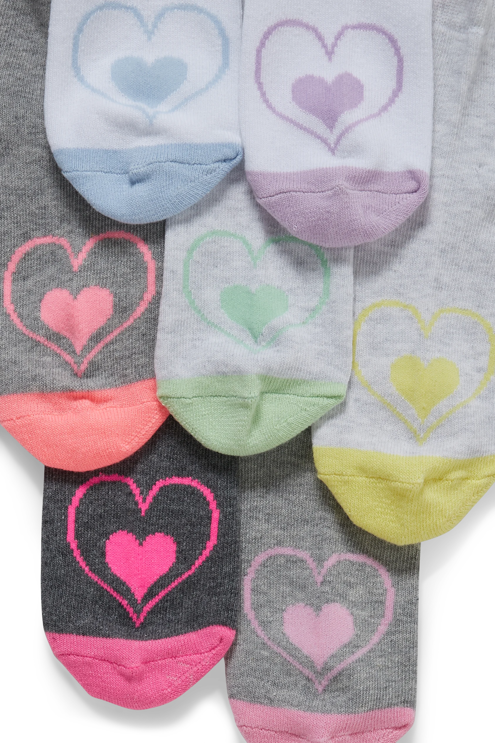 Multipack of 7 - heart - short socks with motif