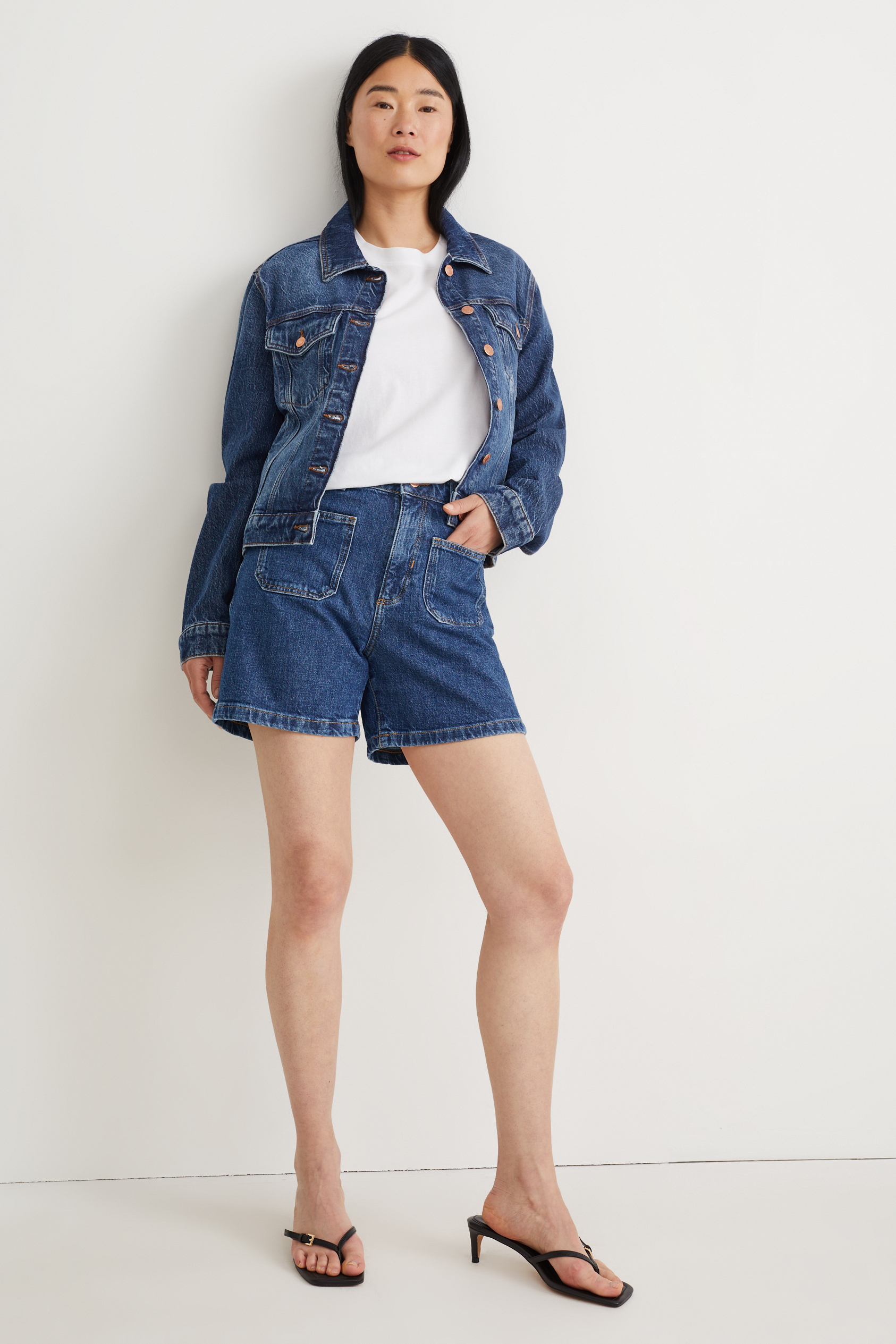 Denim shorts - low-rise waist - LYCRA?