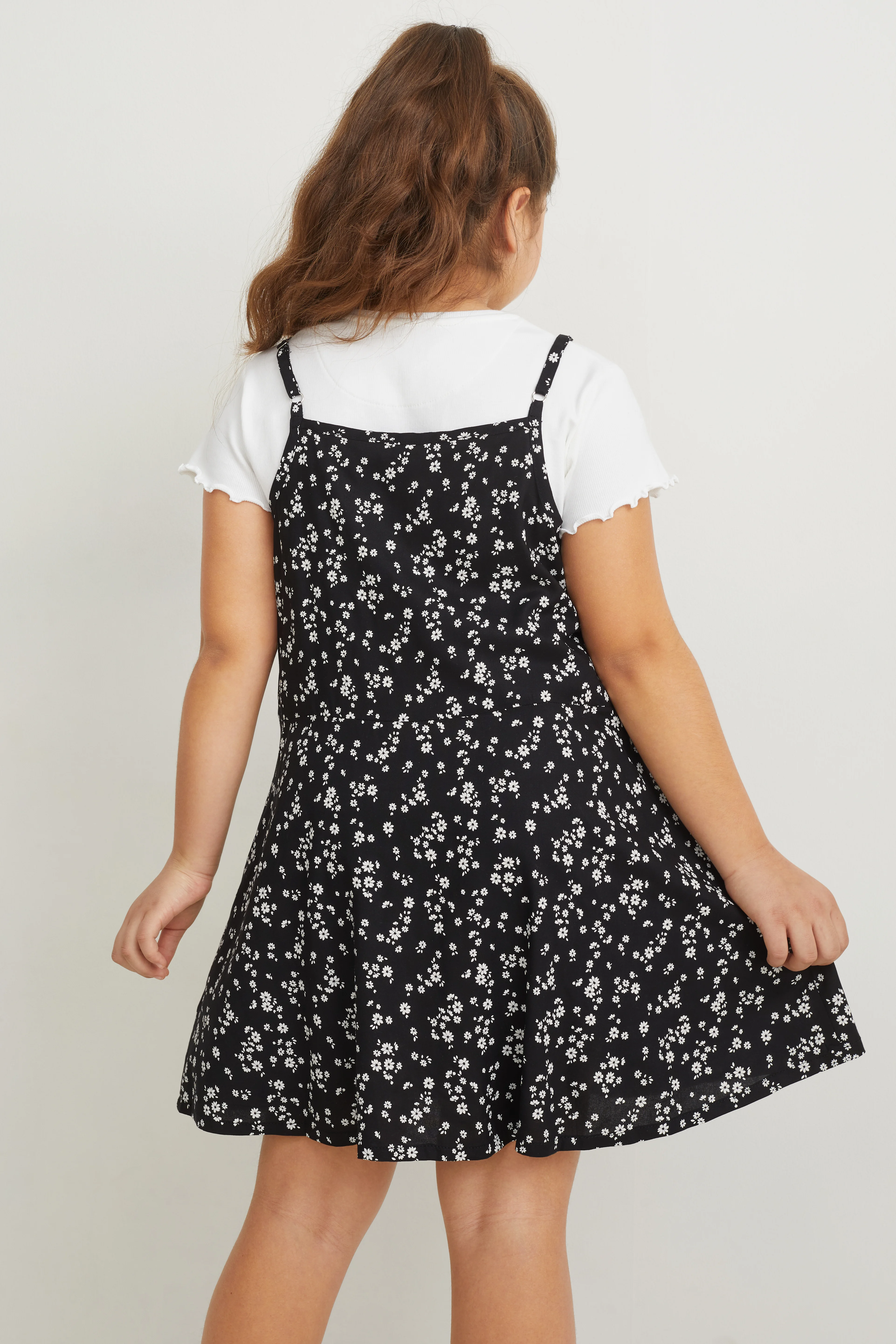 Extended sizes - set - short sleeve T-shirt, dress and scrunchie