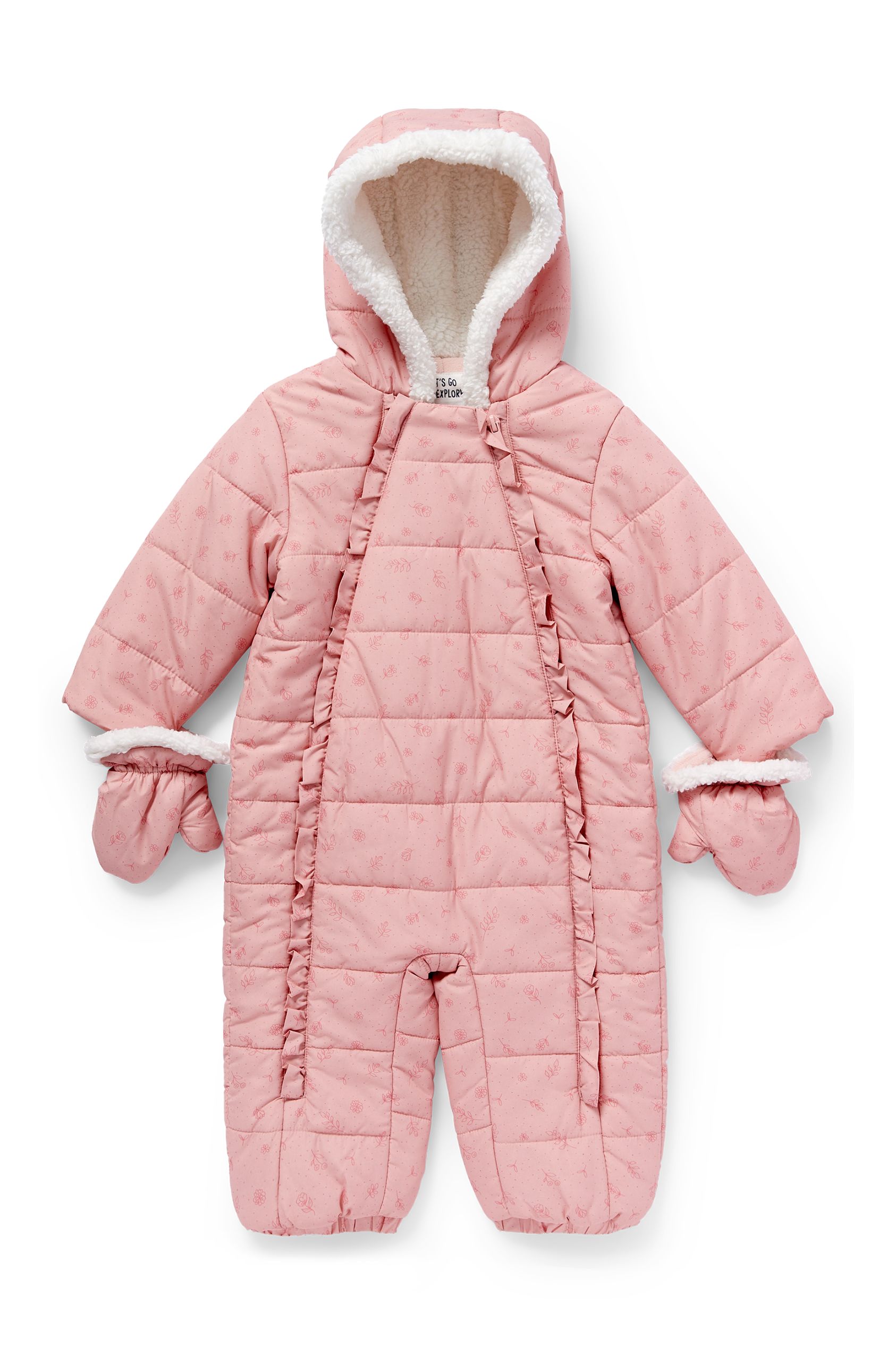 Baby snowsuit with hood - floral