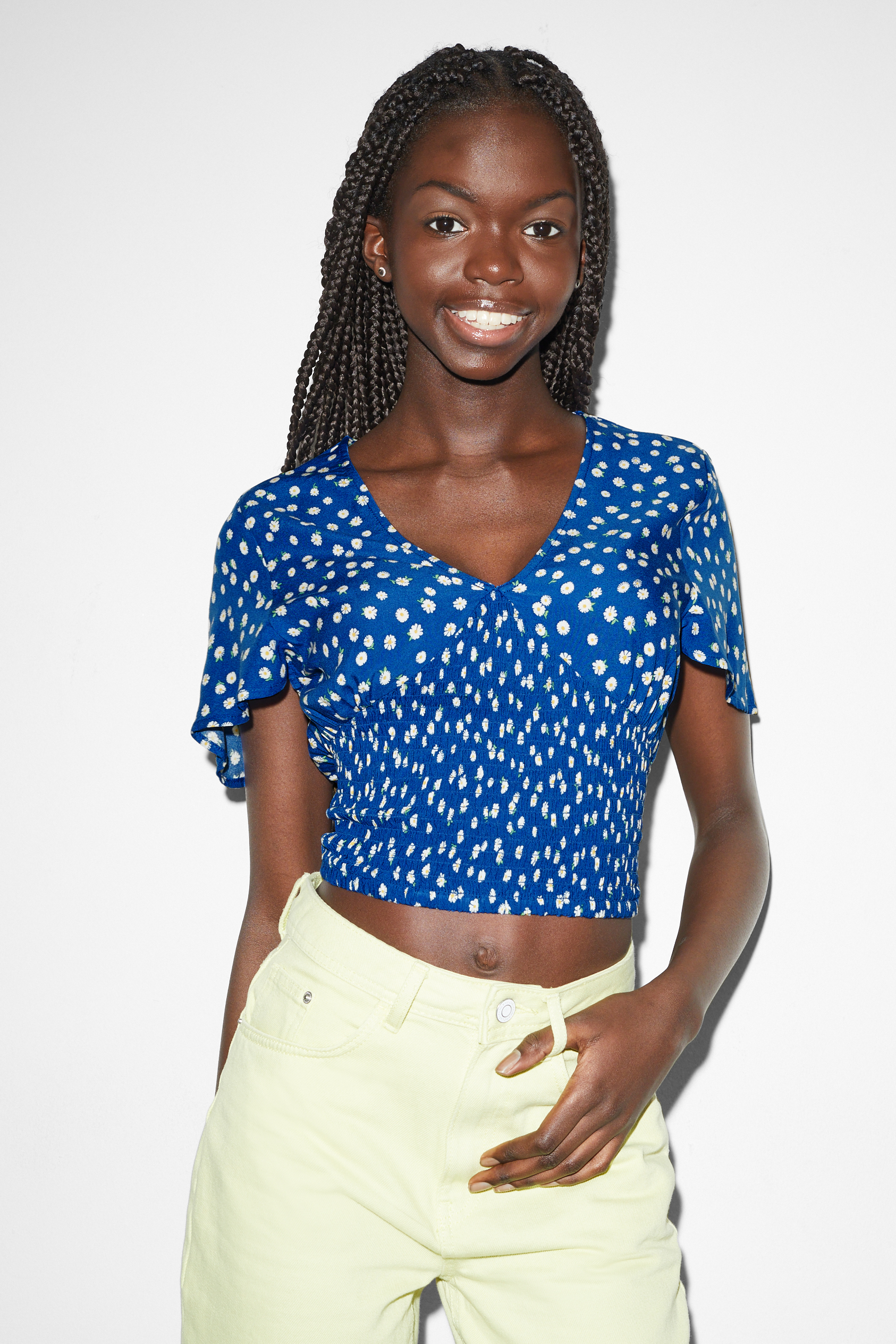 CLOCKHOUSE - cropped blouse - floral