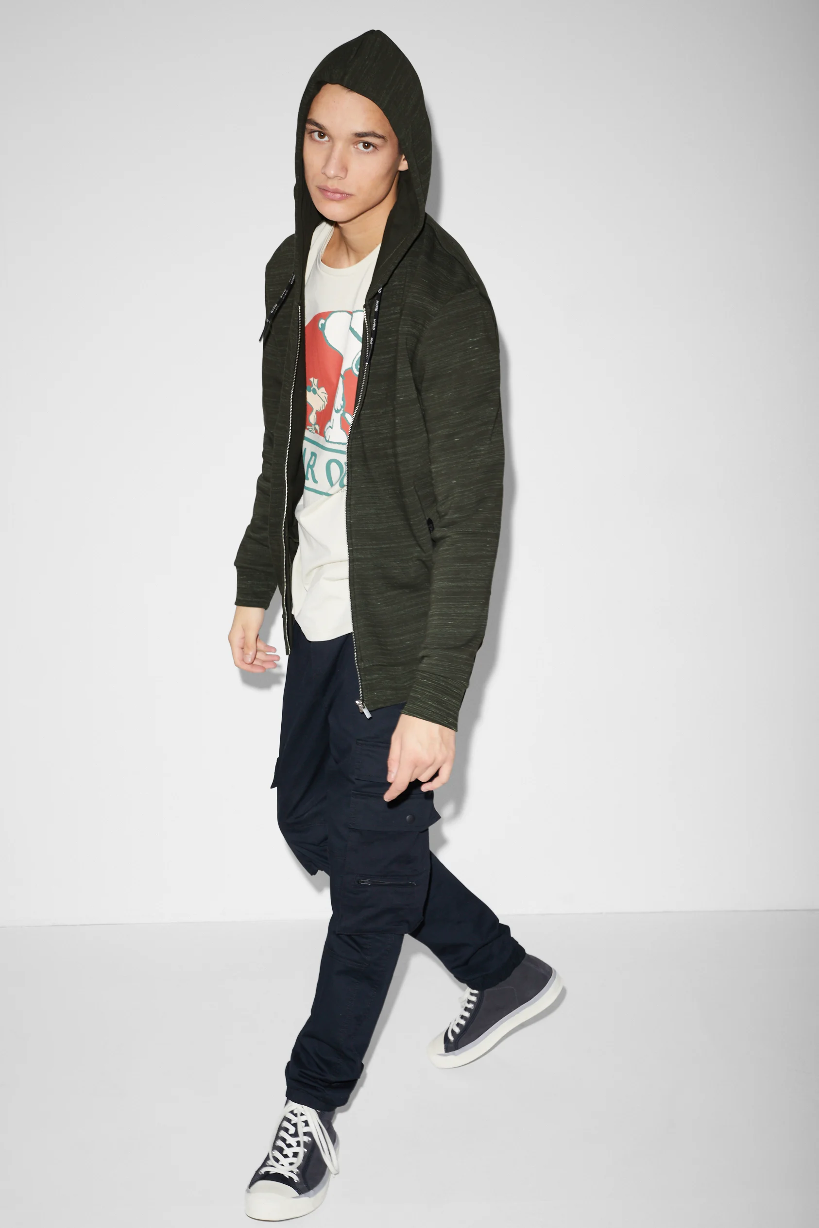 Zip-through sweatshirt with hood