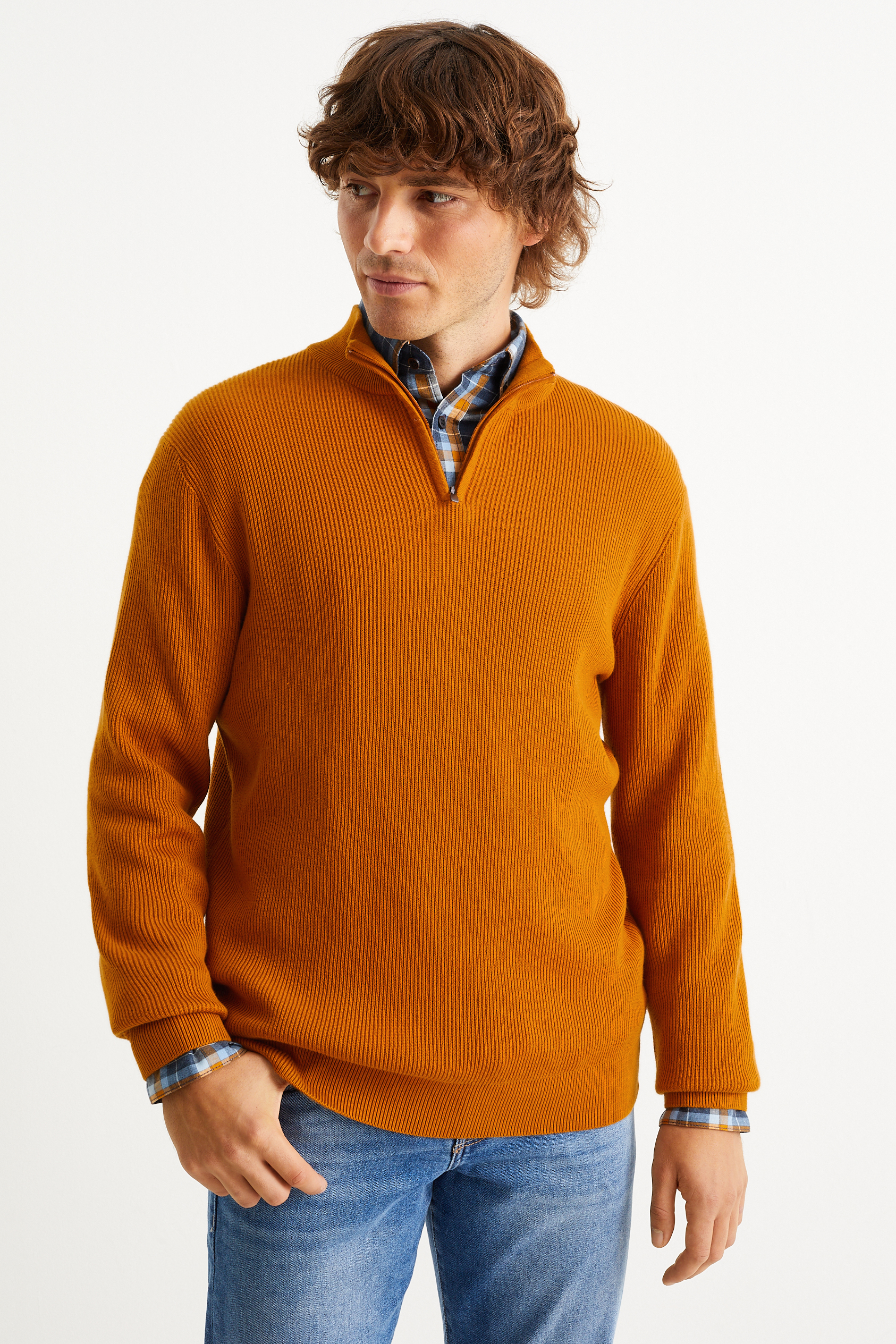 Jumper and shirt - regular fit - button-down collar