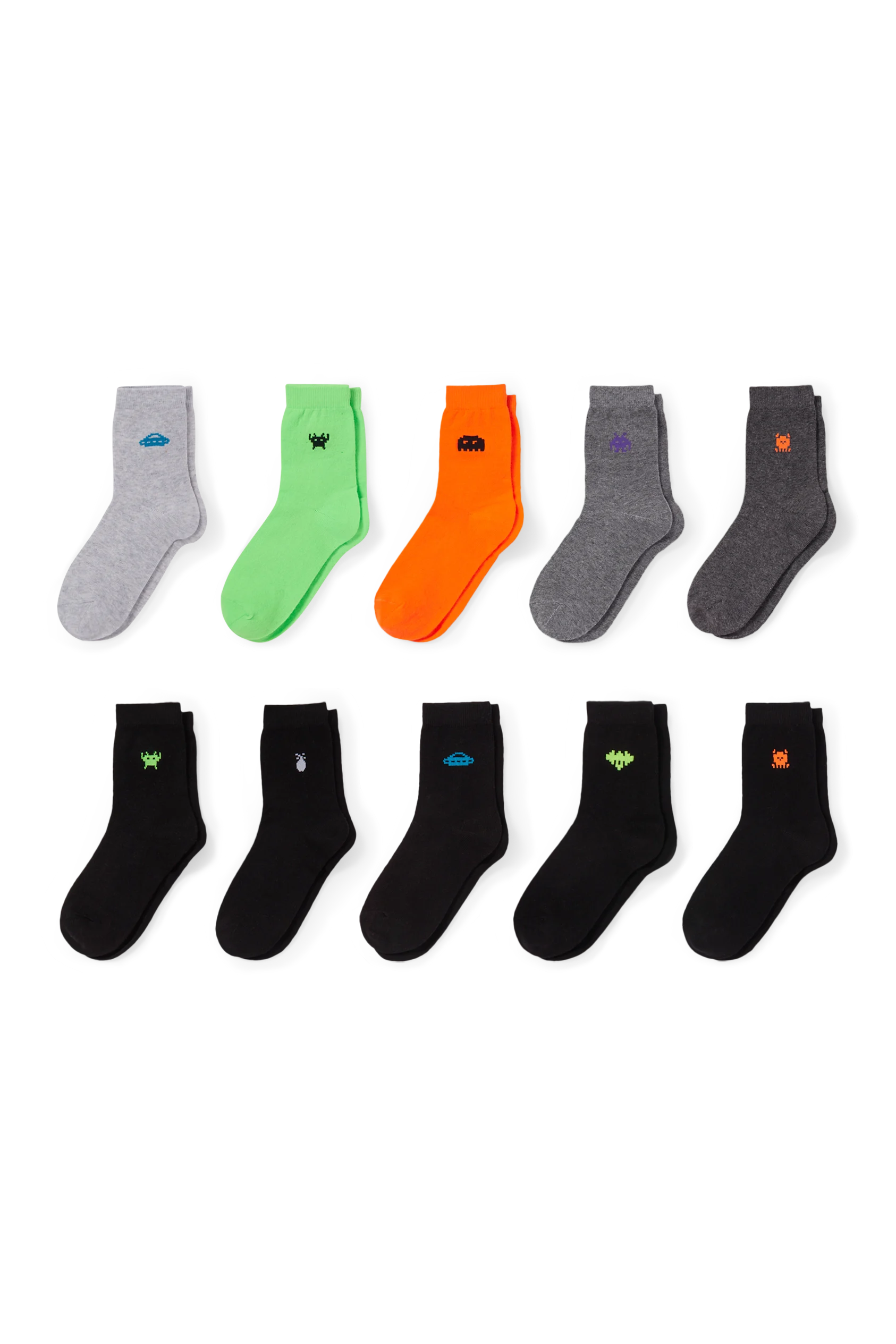 Multipack of 10 - pixels - socks with motif