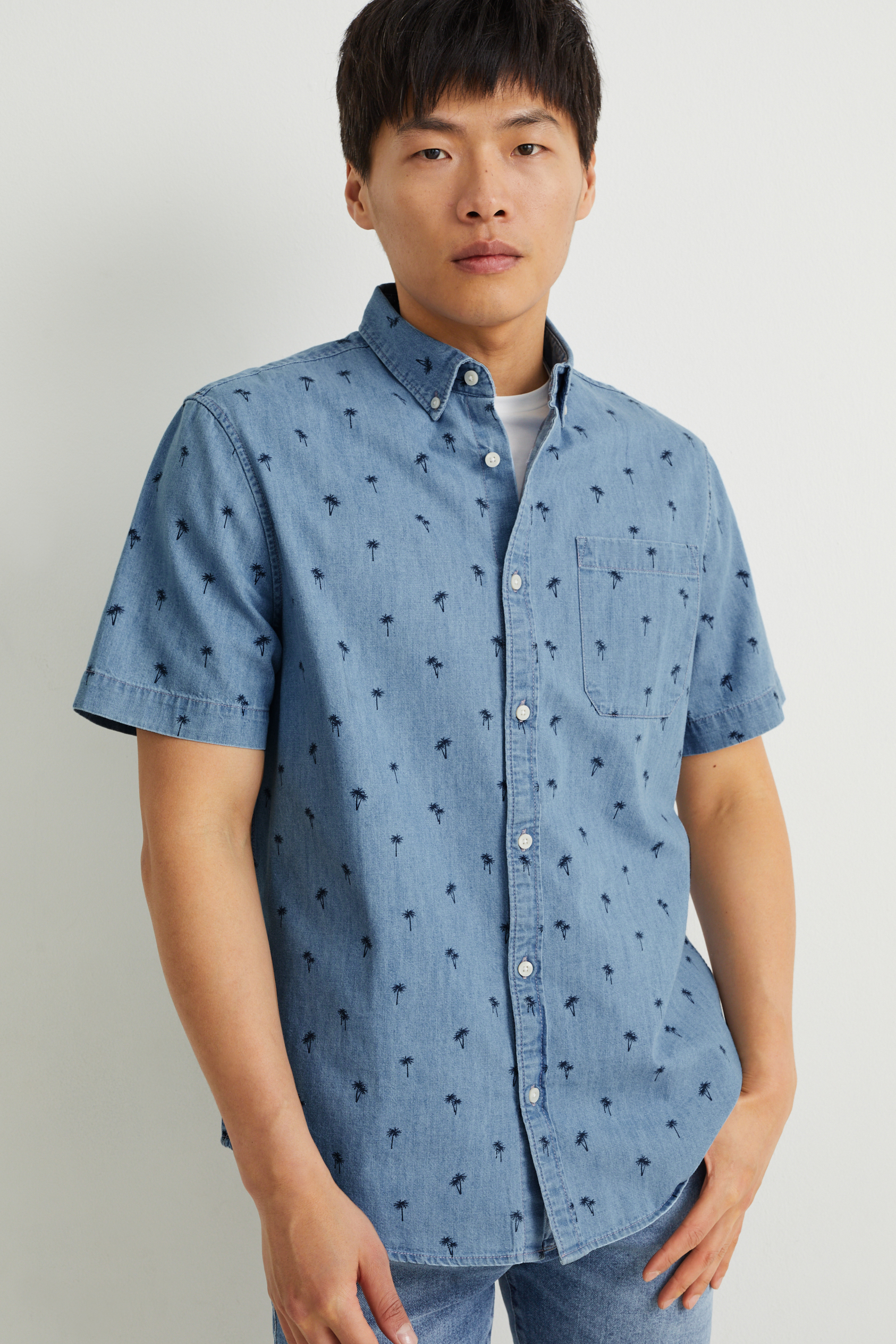 Denim shirt - regular fit - button-down collar