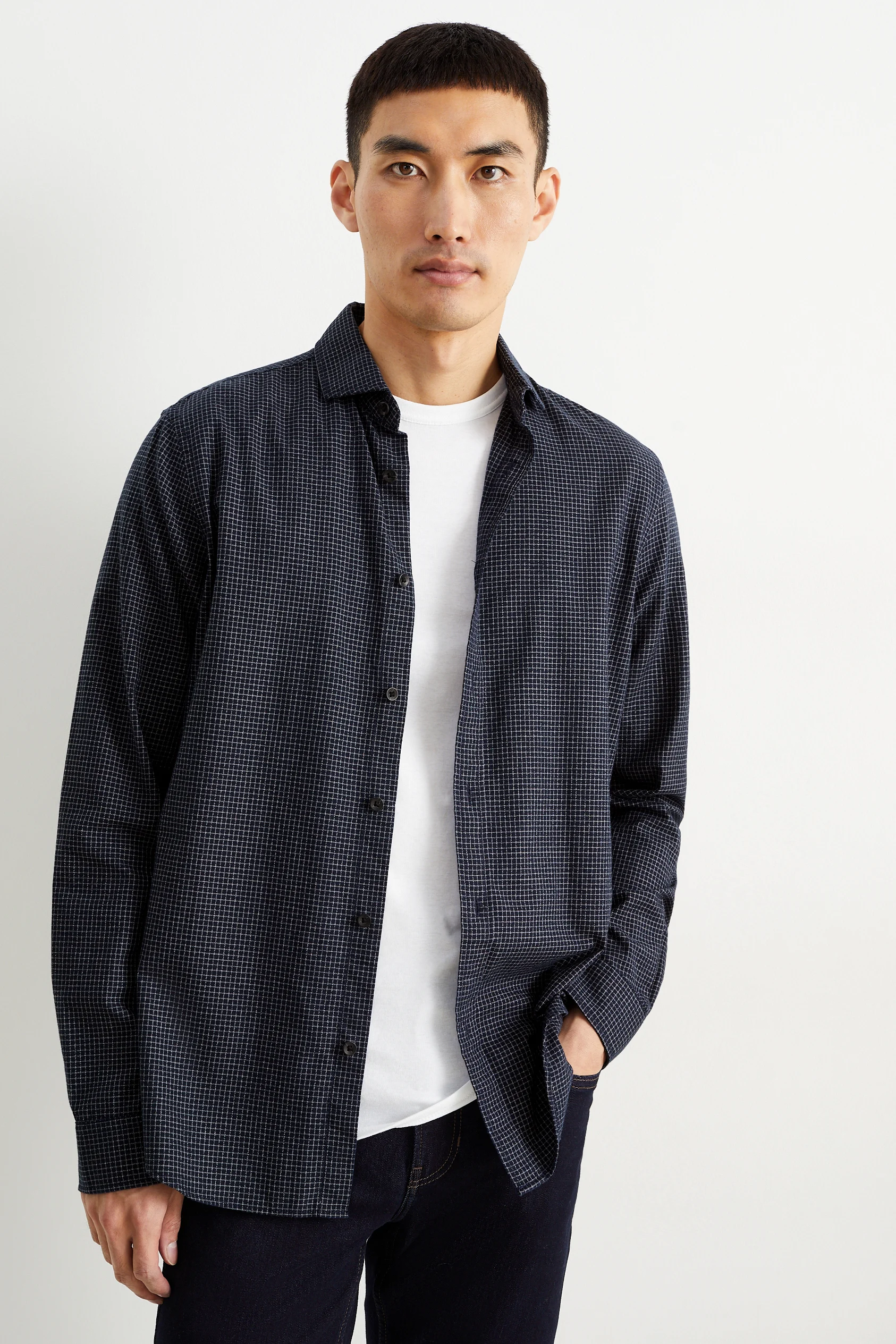 Shirt - regular fit - cutaway collar - check