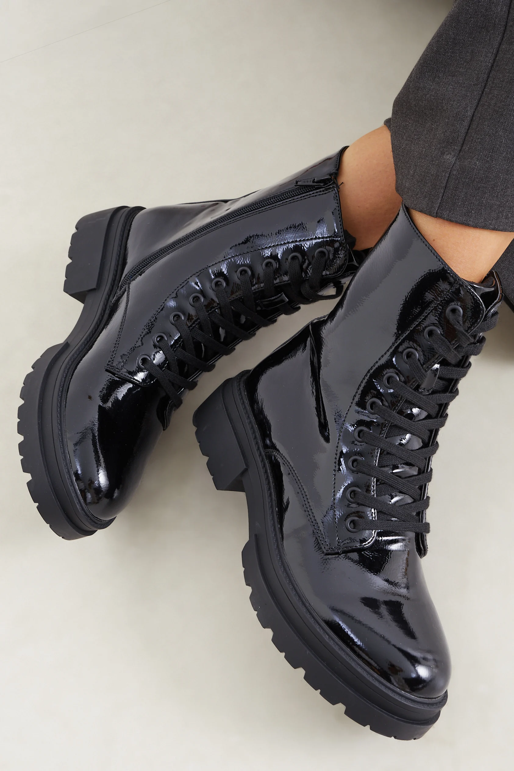 Patent boots - faux leather