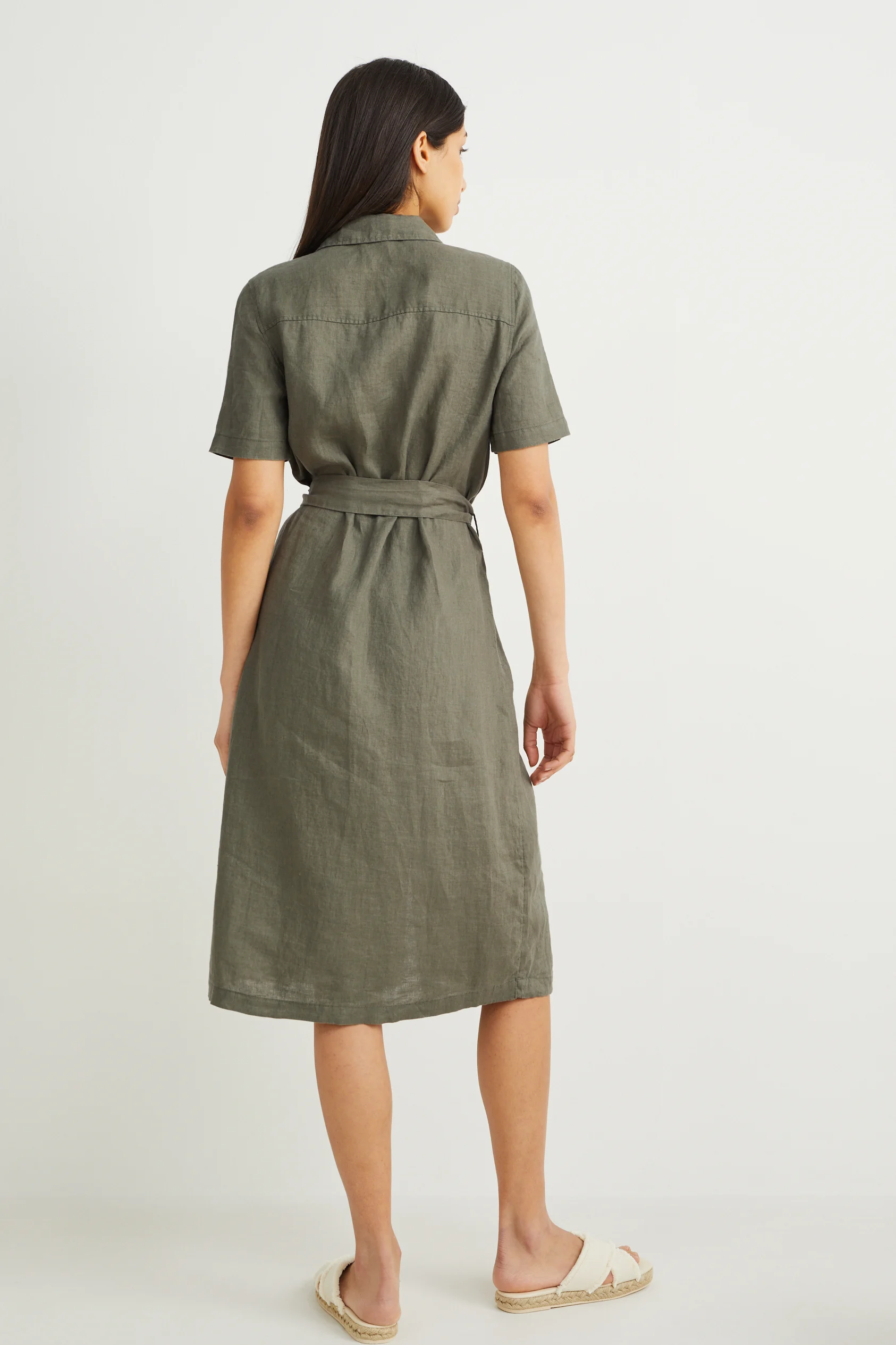 Linen shirt dress