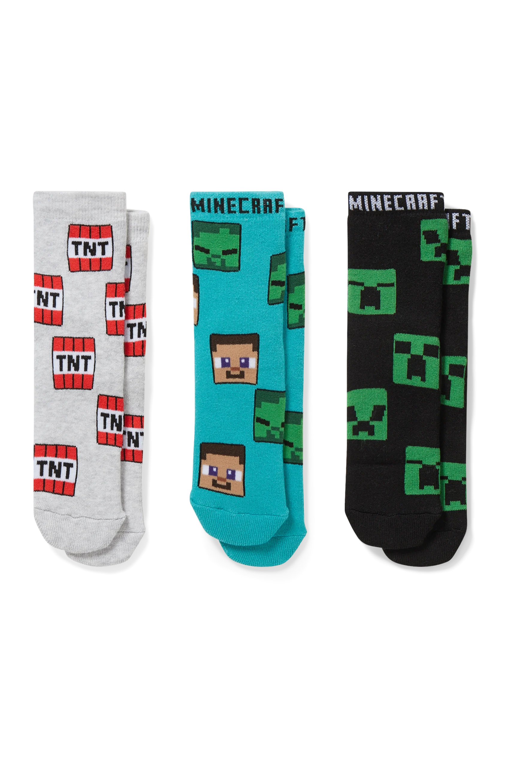 Multipack of 3 - Minecraft - socks with motif