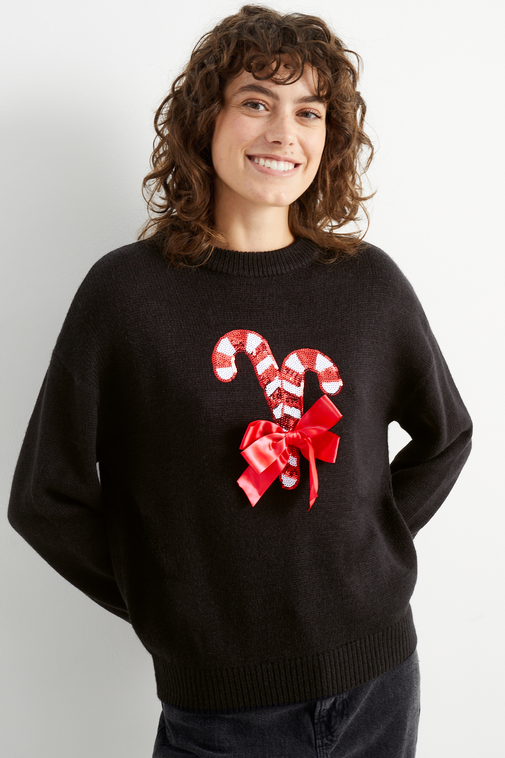 Christmas jumper - candy cane - shiny