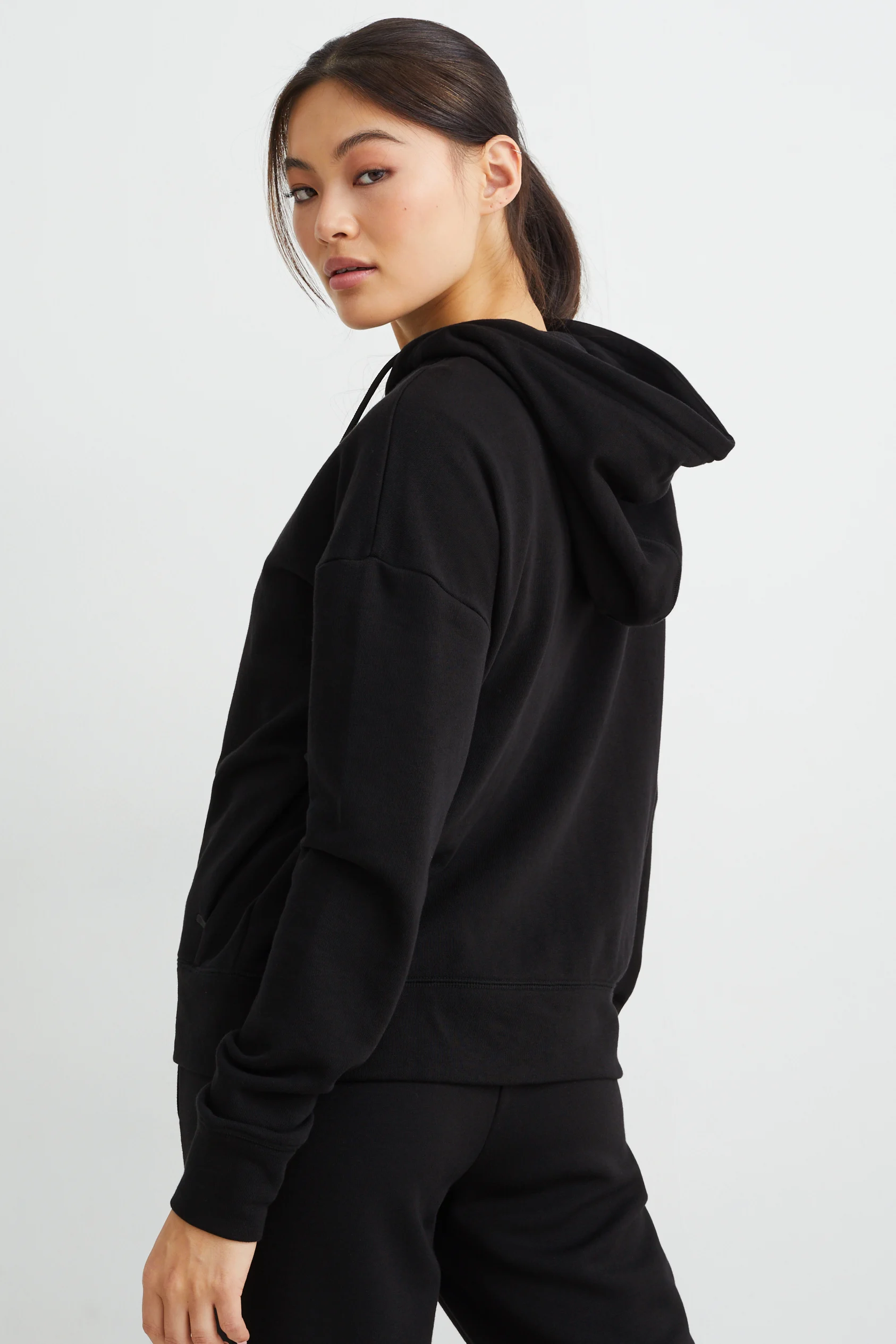 Zip-through sweatshirt with hood