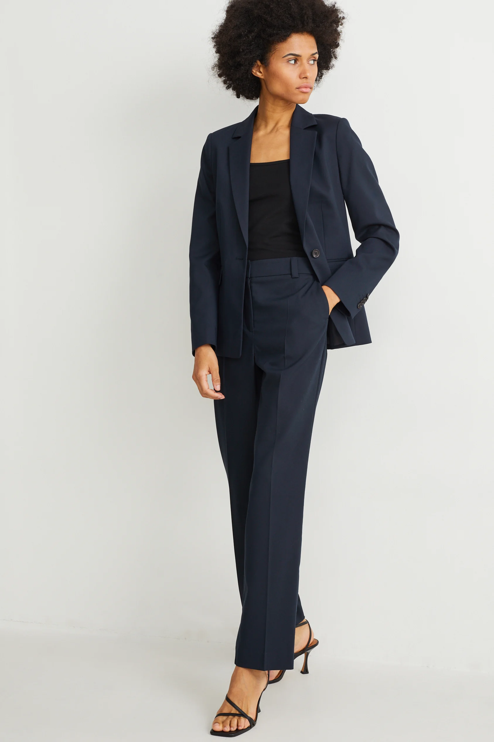 Business trousers - mid-rise waist - straight fit