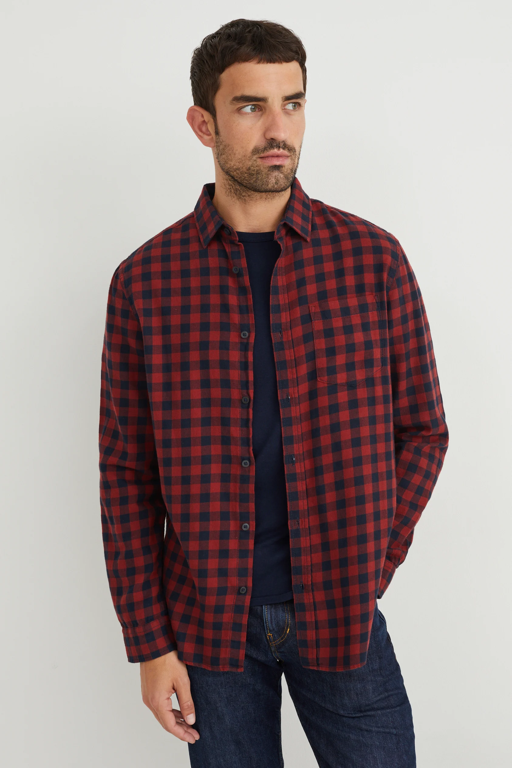 Flannel shirt - regular fit - Kent collar - check