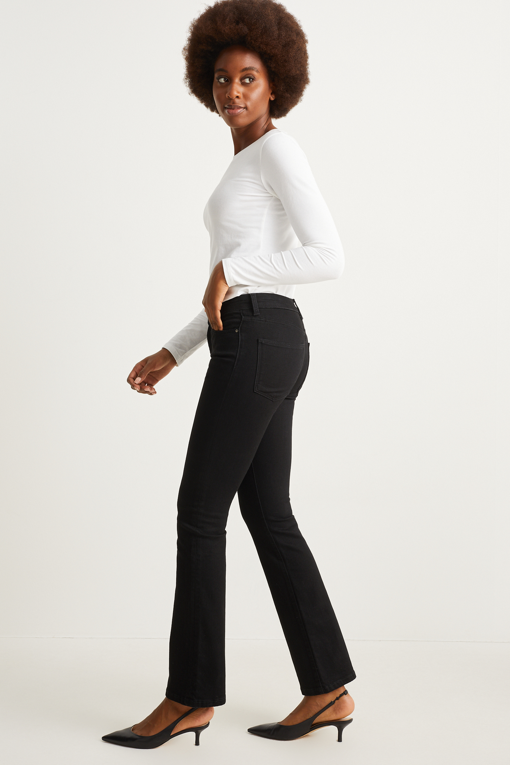 Bootcut jeans - mid-rise waist - LYCRA?