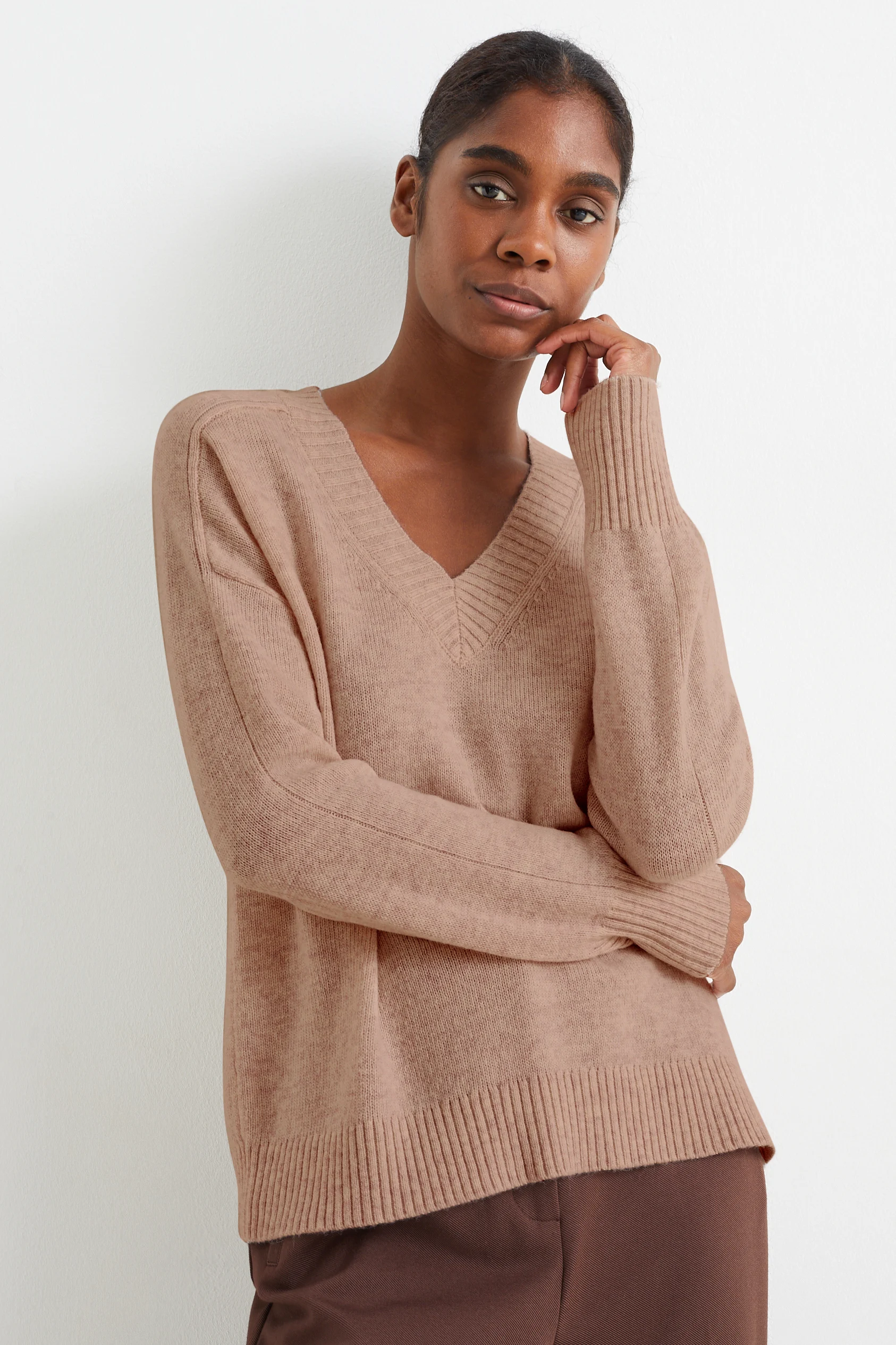 V-neck jumper - wool blend