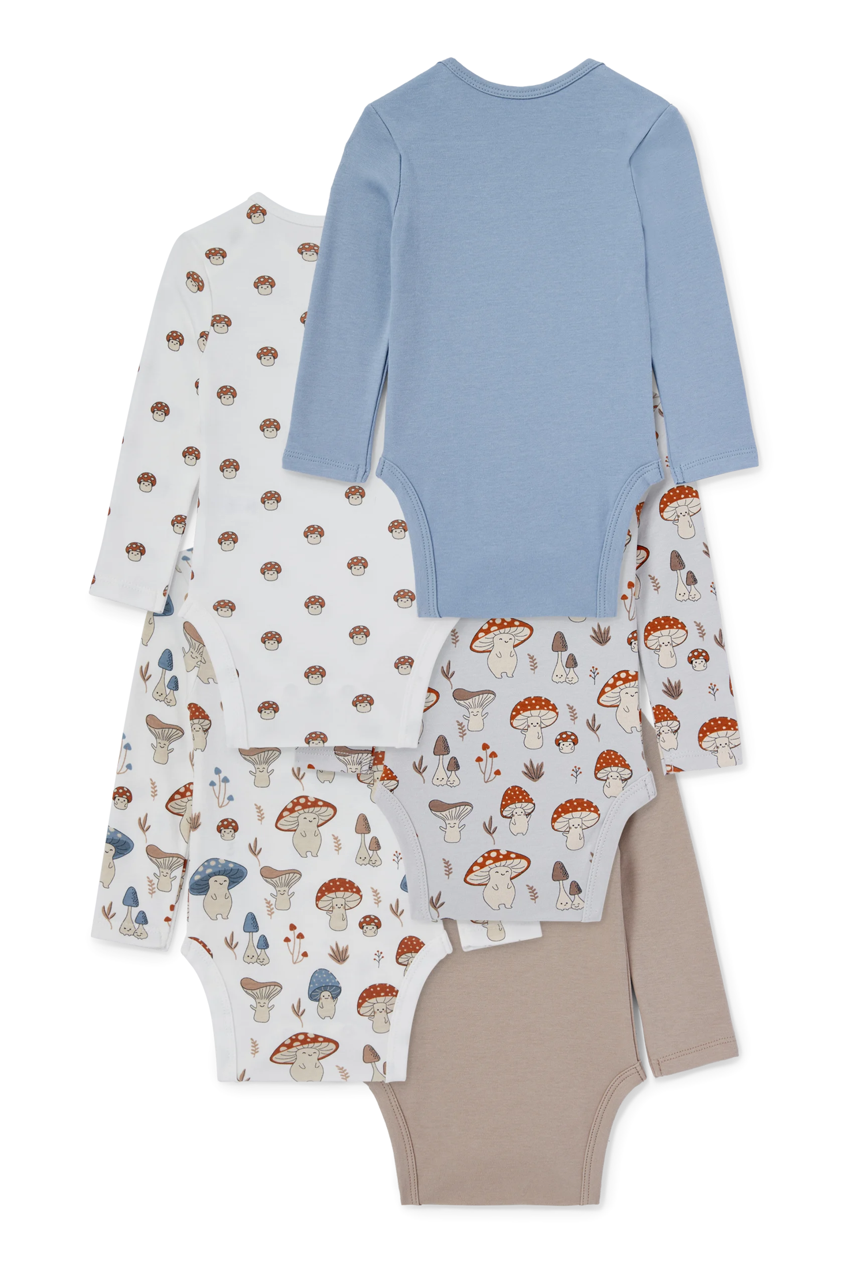 Multipack of 5 - toadstool - baby bodysuit
