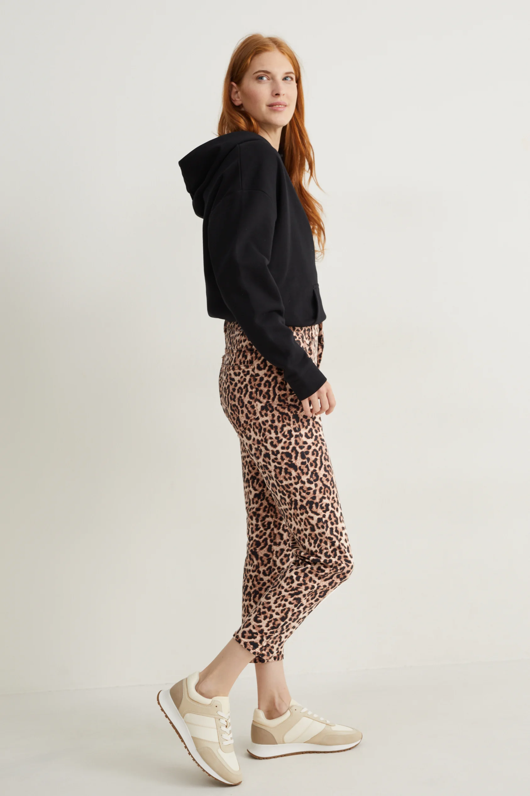 Trousers - high waist - slim fit - patterned