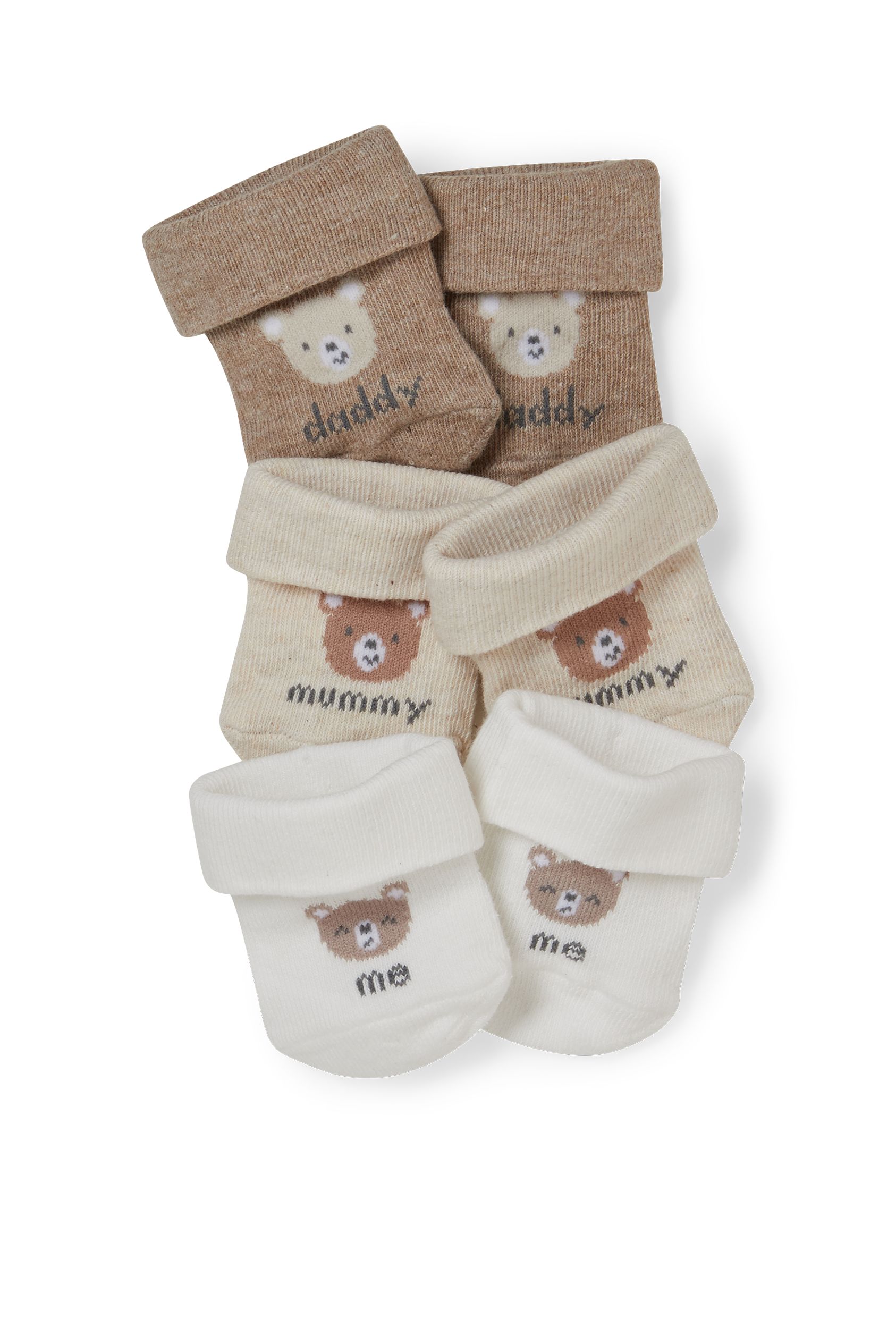 Multipack of 3 - bear - newborn socks with motif