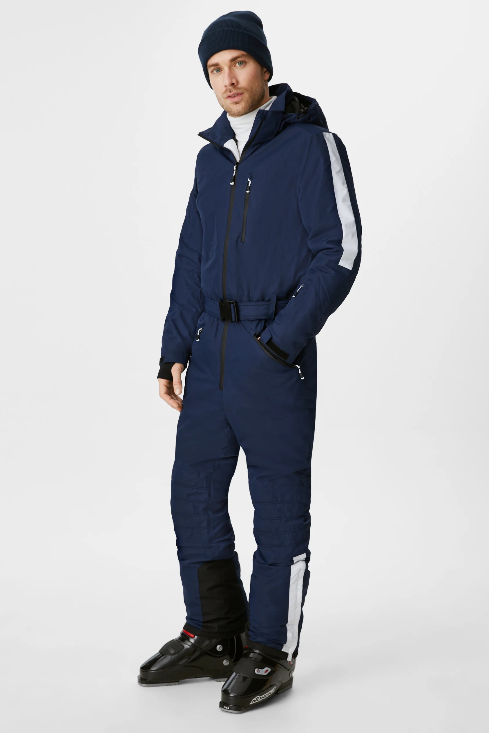 Ski suit with hood