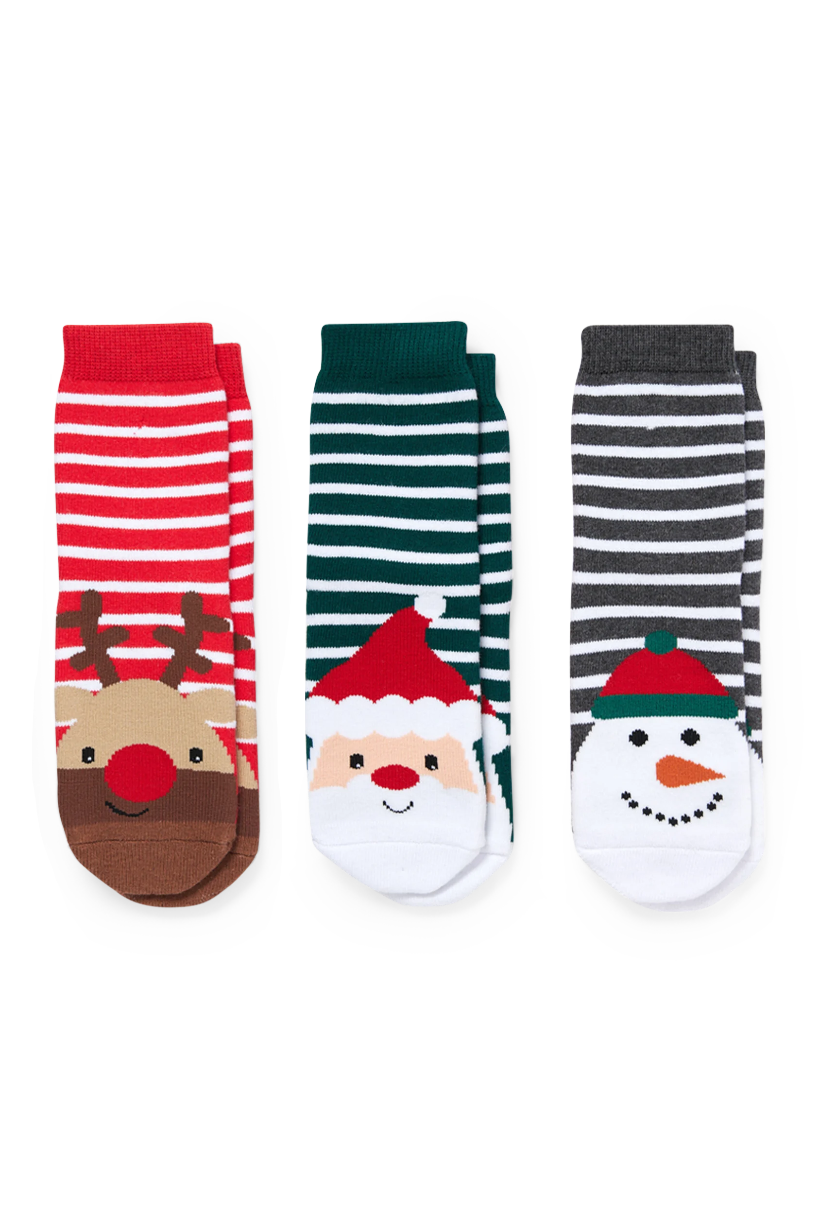 Multipack of 3 - Christmas socks with motif - striped