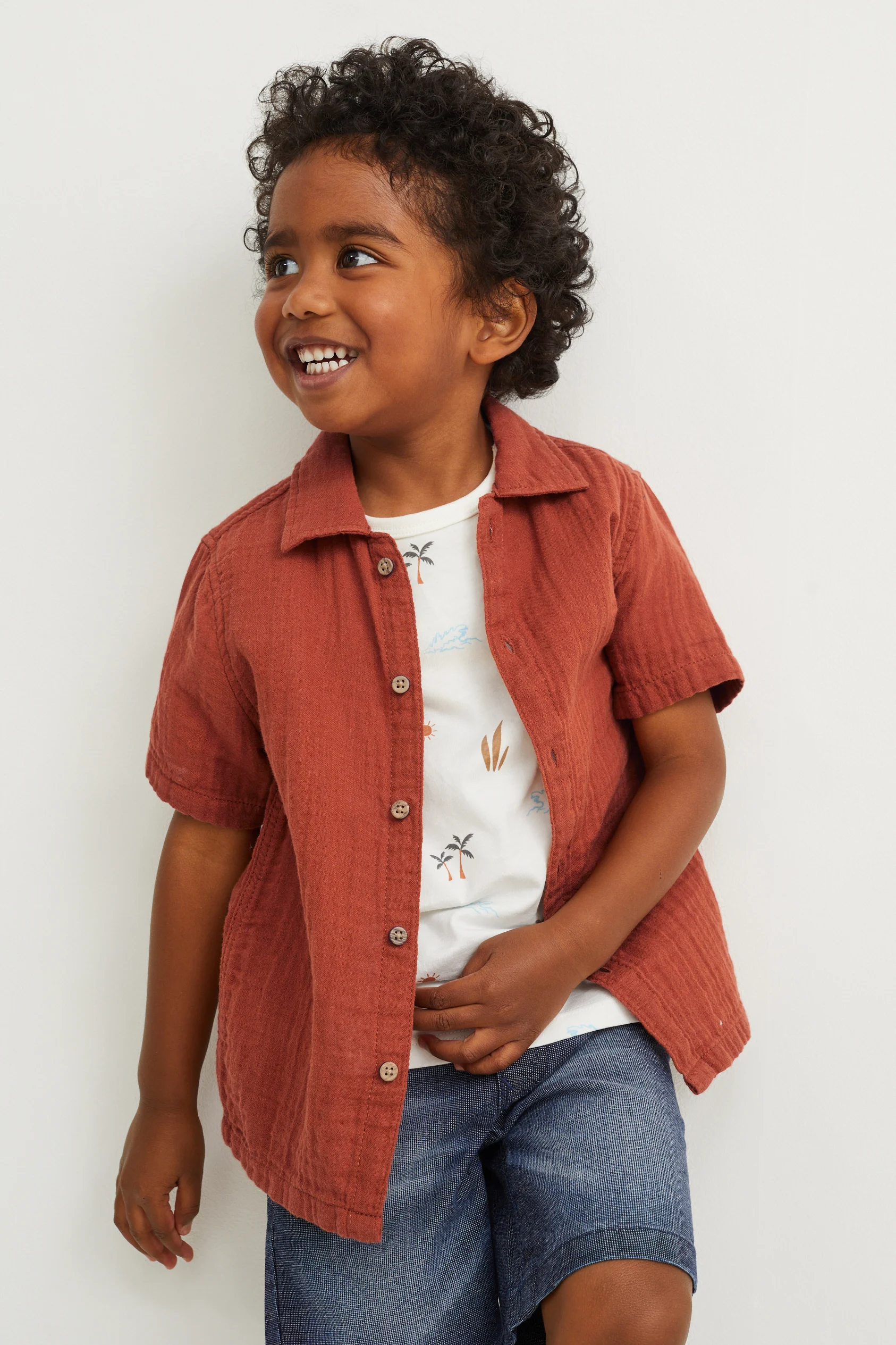 Set - shirt and short sleeve T-shirt - 2 piece