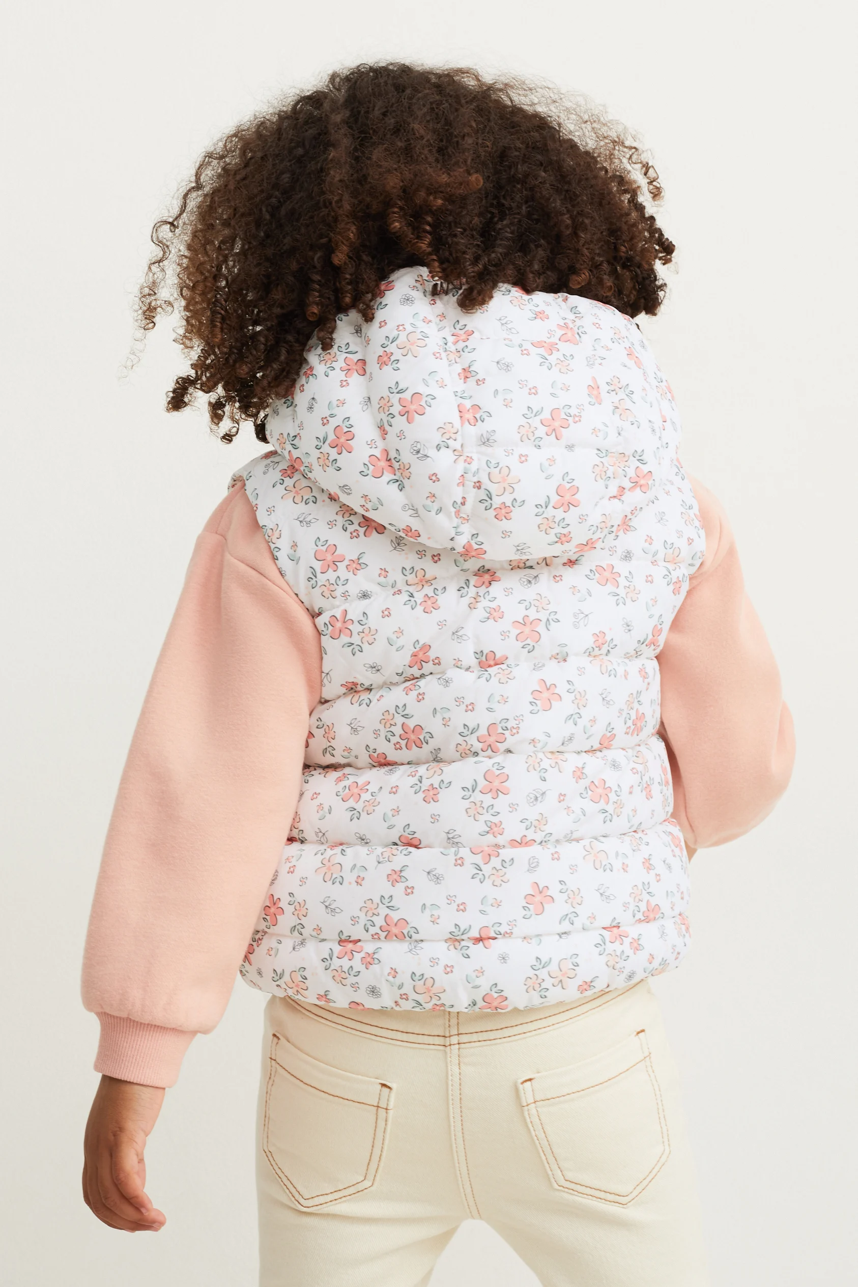 Quilted gilet with hood - floral