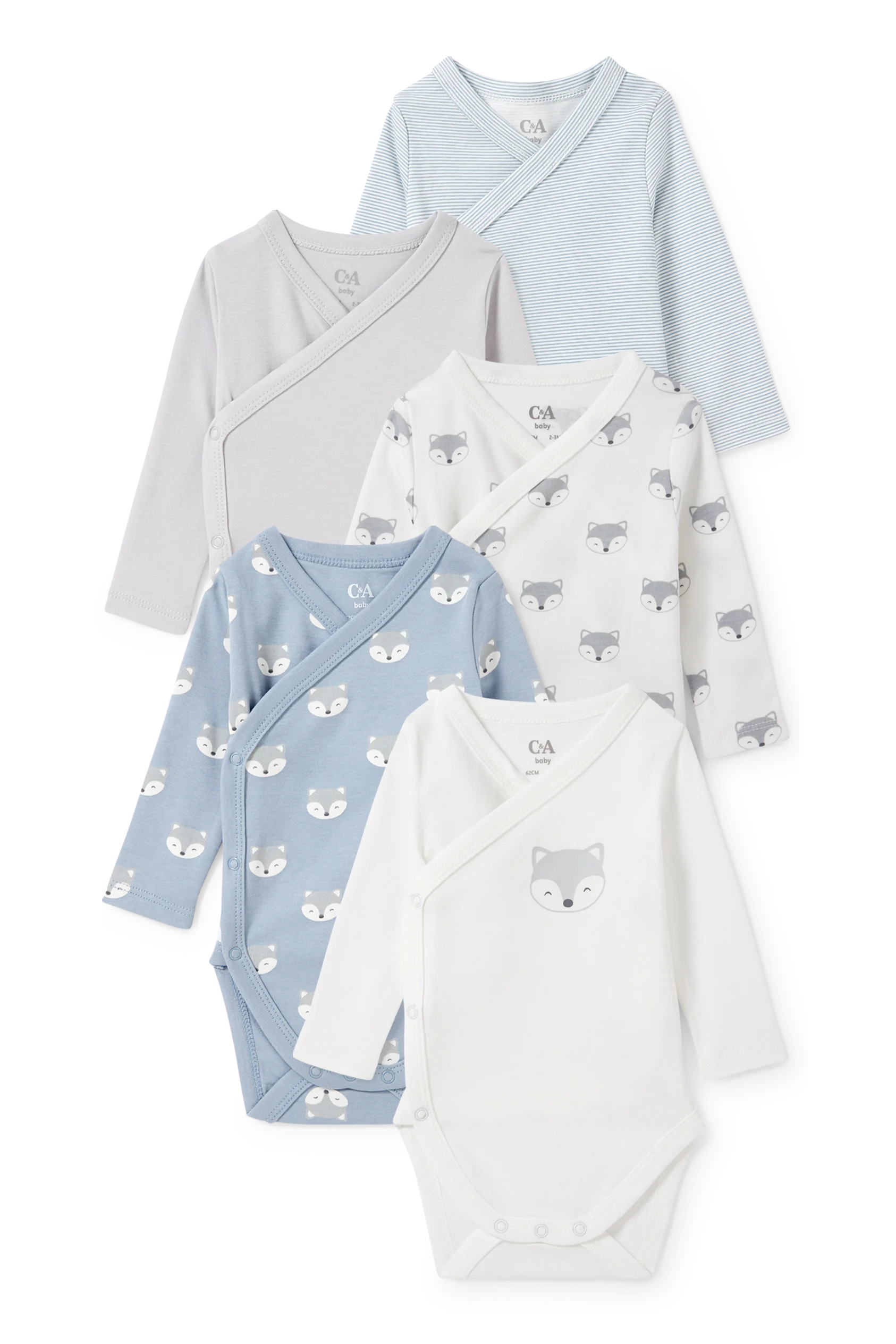 Multipack of 5 - baby wrapover bodysuit