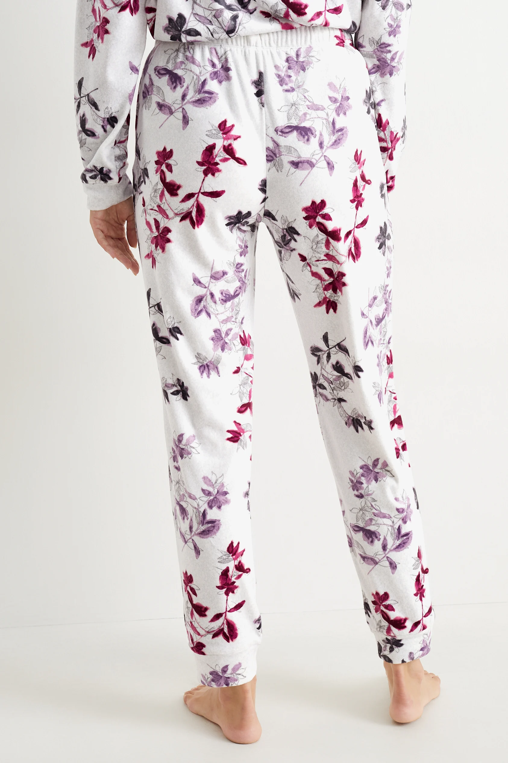 Velour pyjama bottoms - floral