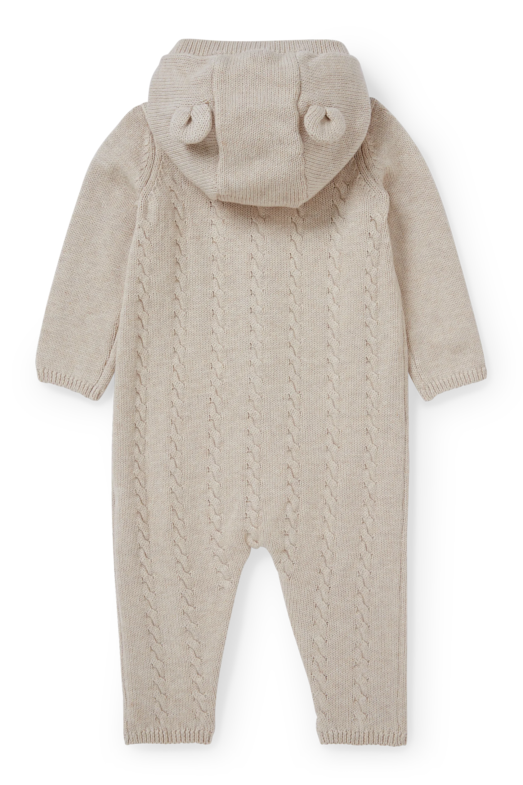 Knitted baby jumpsuit - cable knit pattern