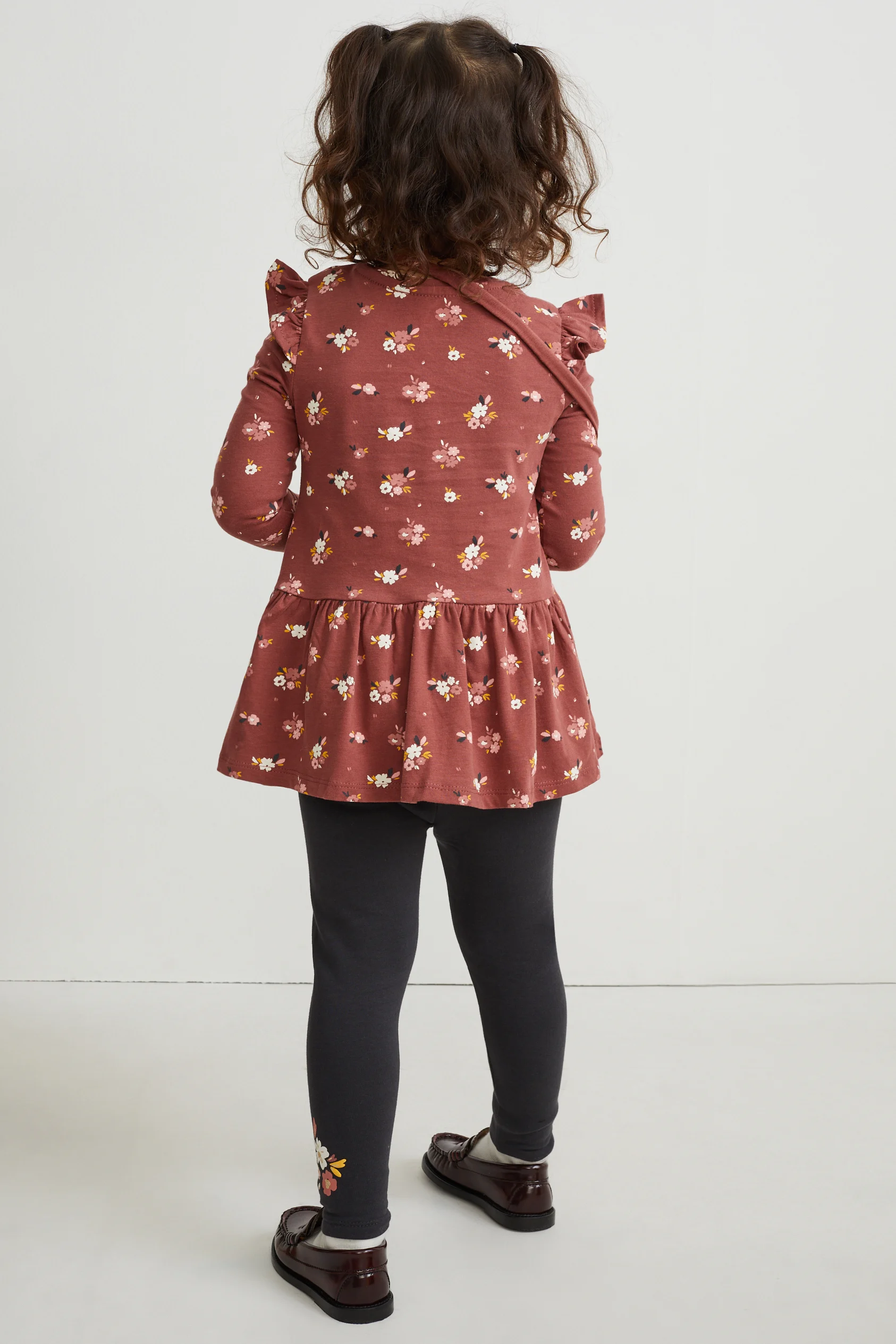 Set - long sleeve top, leggings and pocket - 3 piece