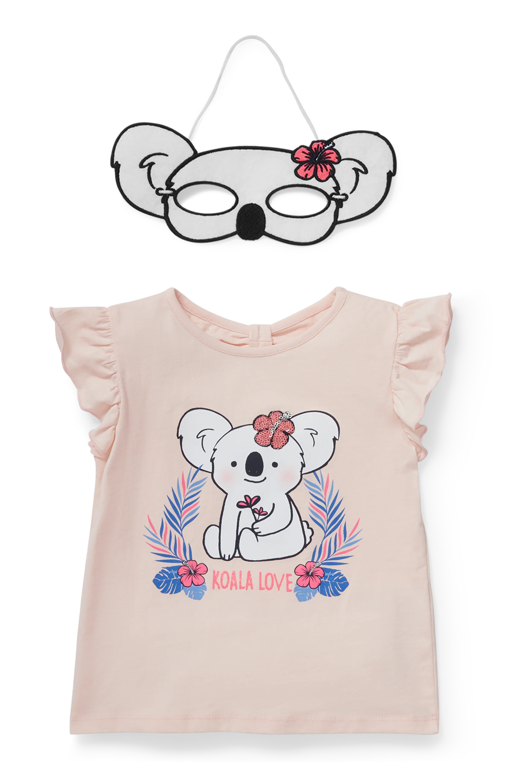 Set - short sleeve T-shirt and koala mask - 2 piece