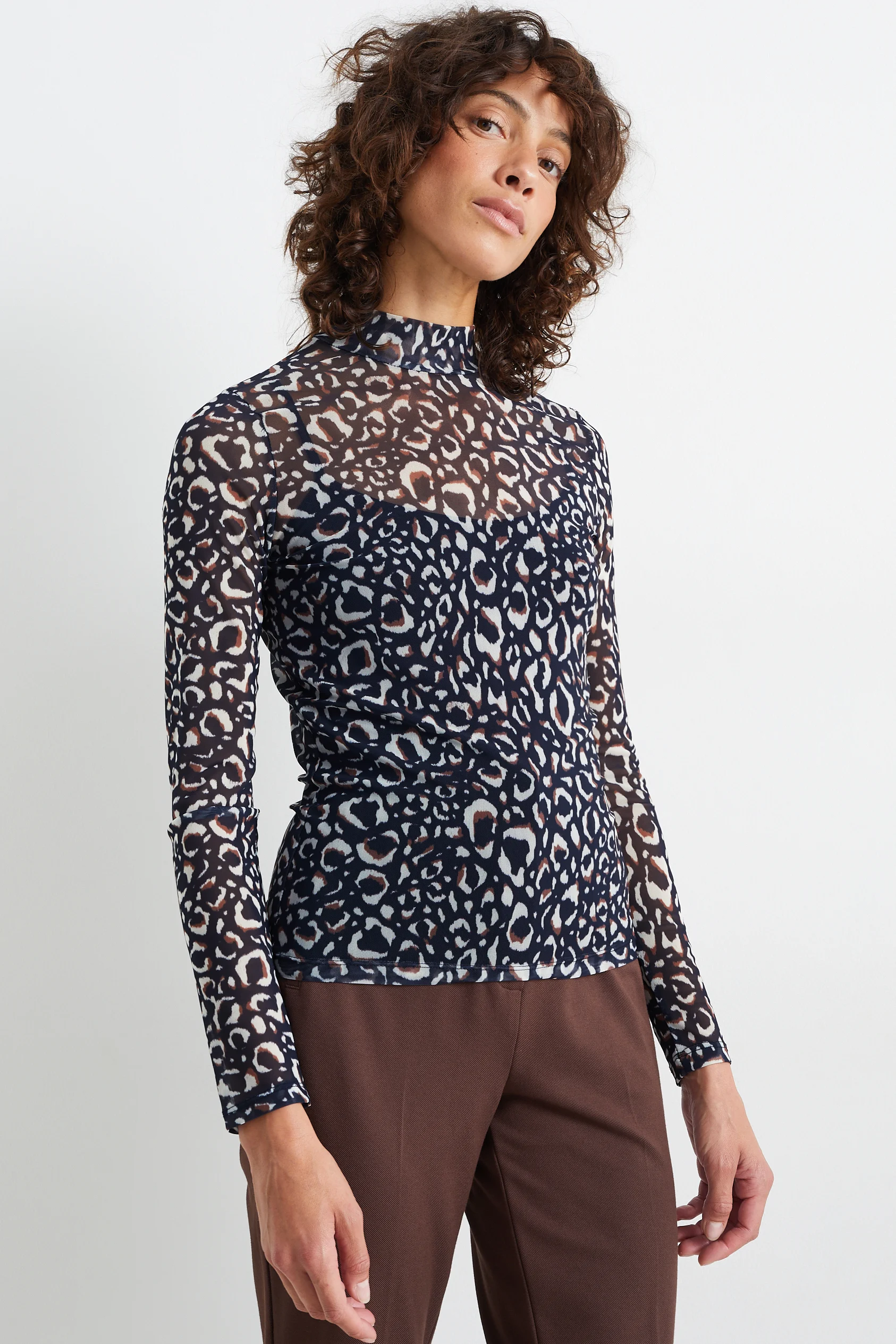 Polo neck top - patterned