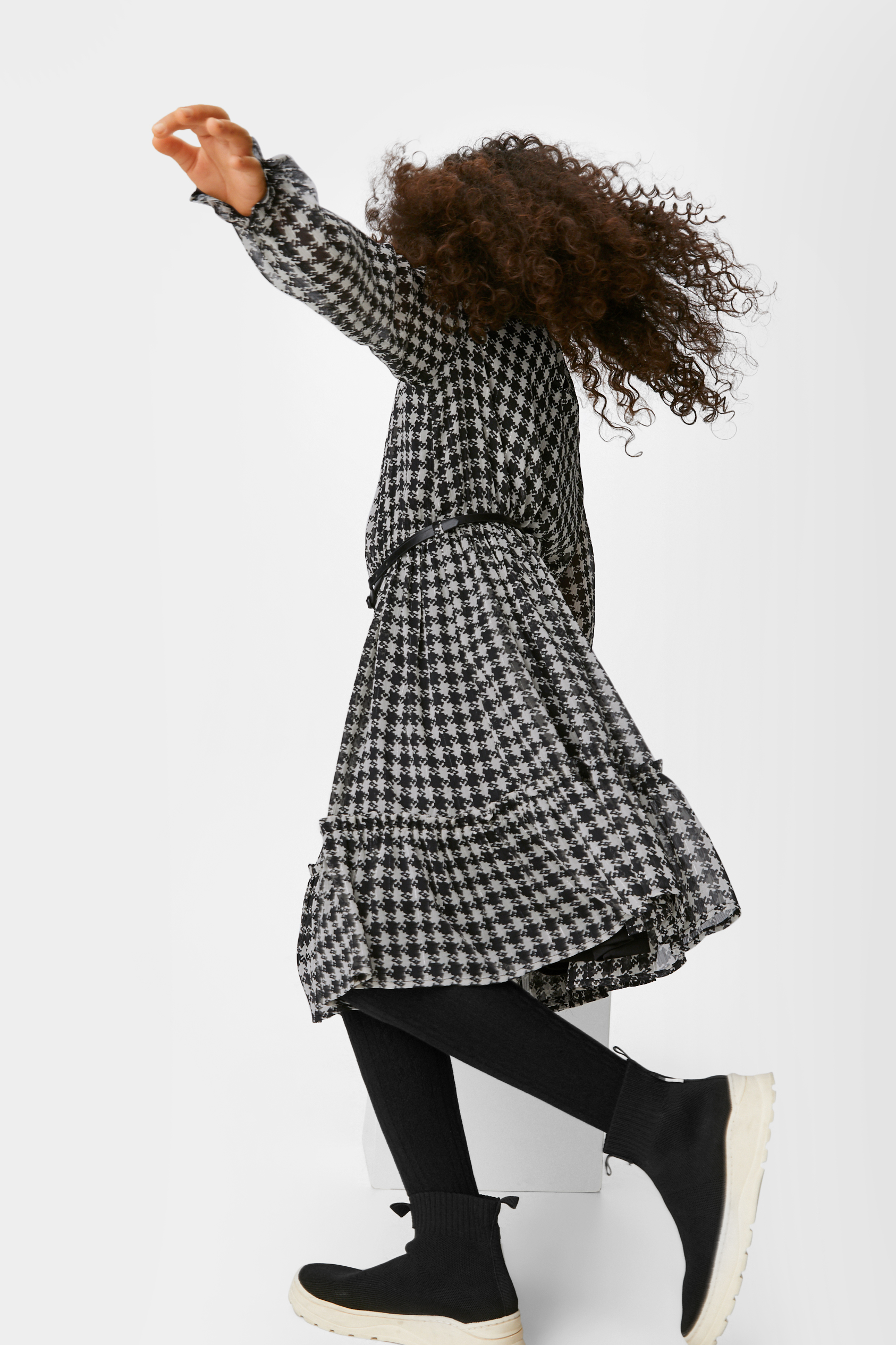 Chiffon dress with belt