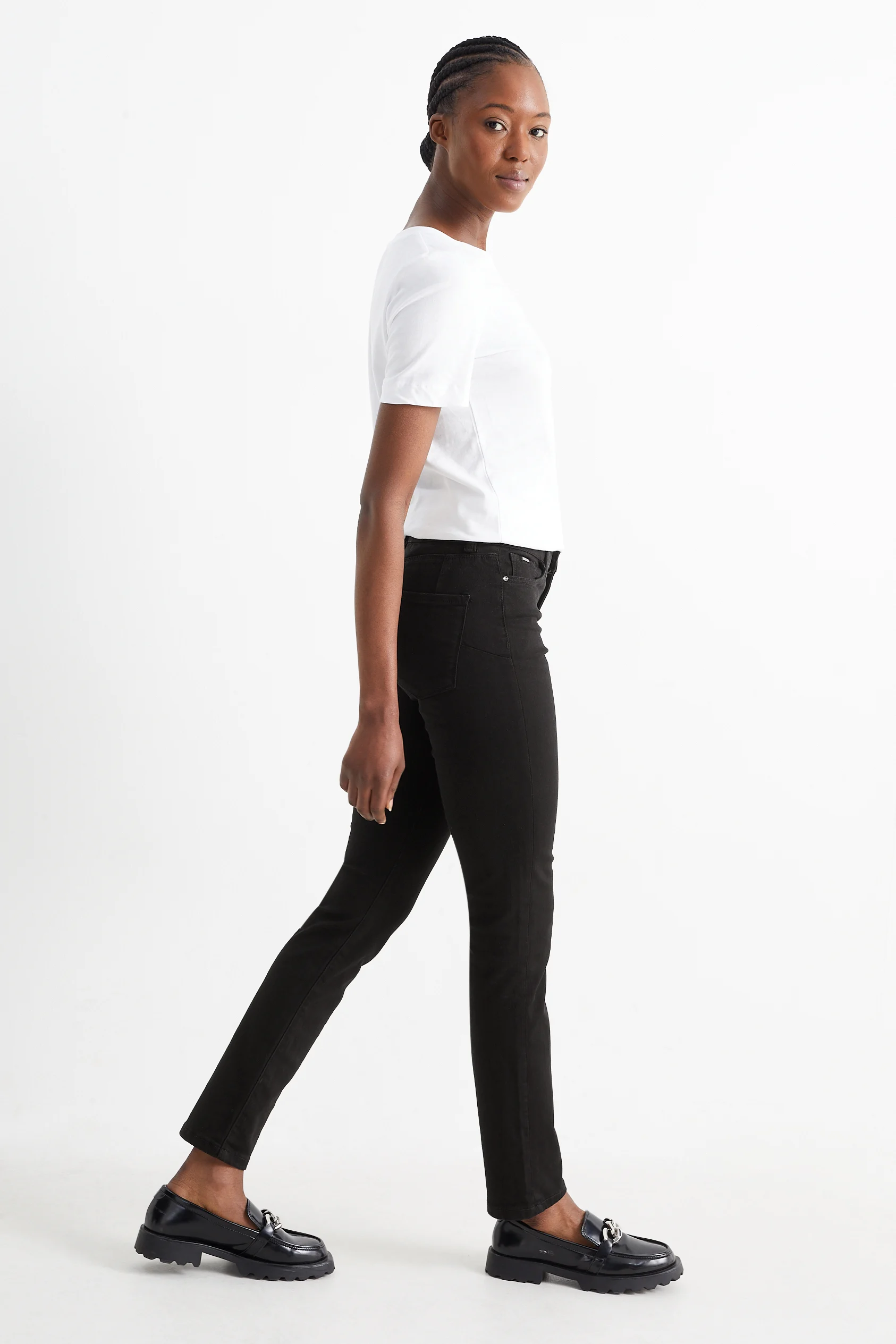 Slim jeans - mid-rise waist - shaping effect - LYCRA?
