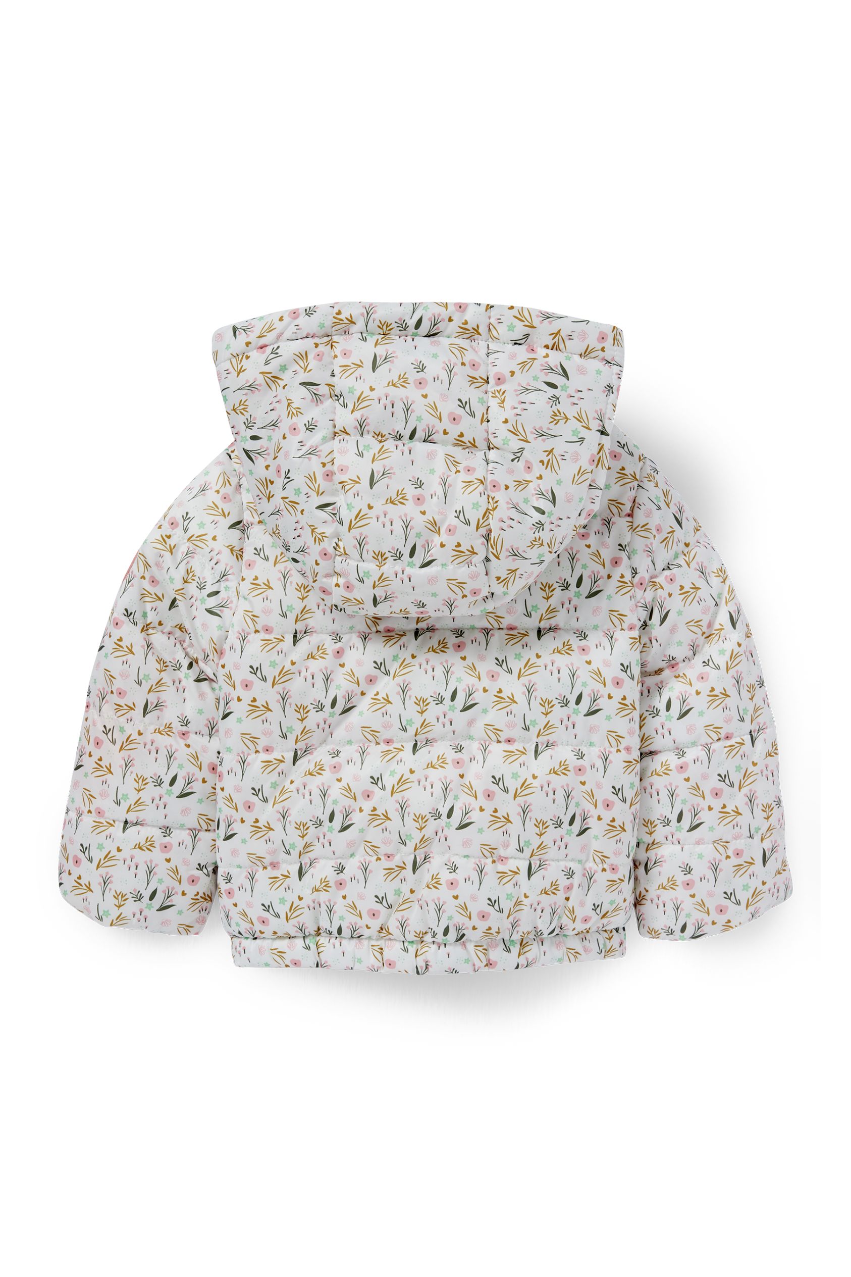 Baby quilted jacket with hood - floral
