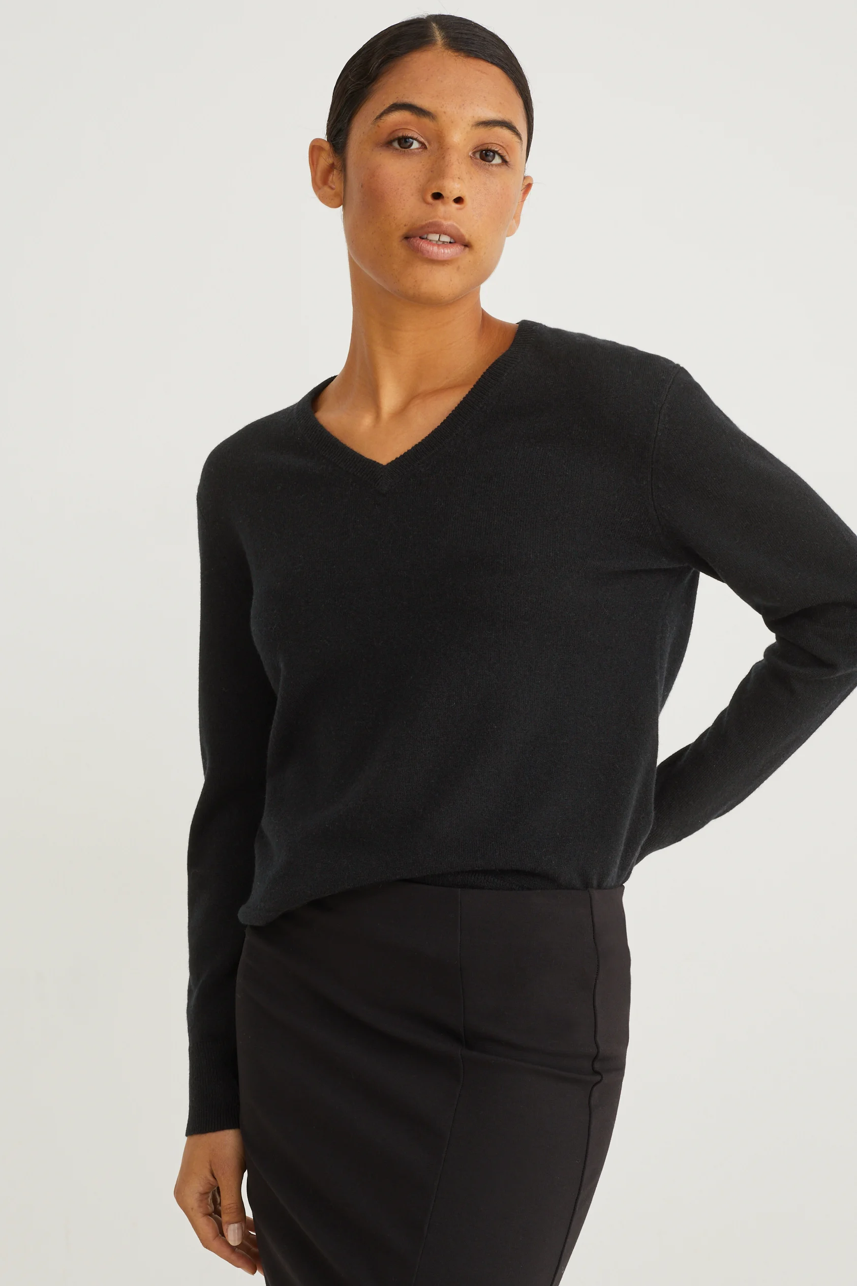 Basic jumper with cashmere - wool blend