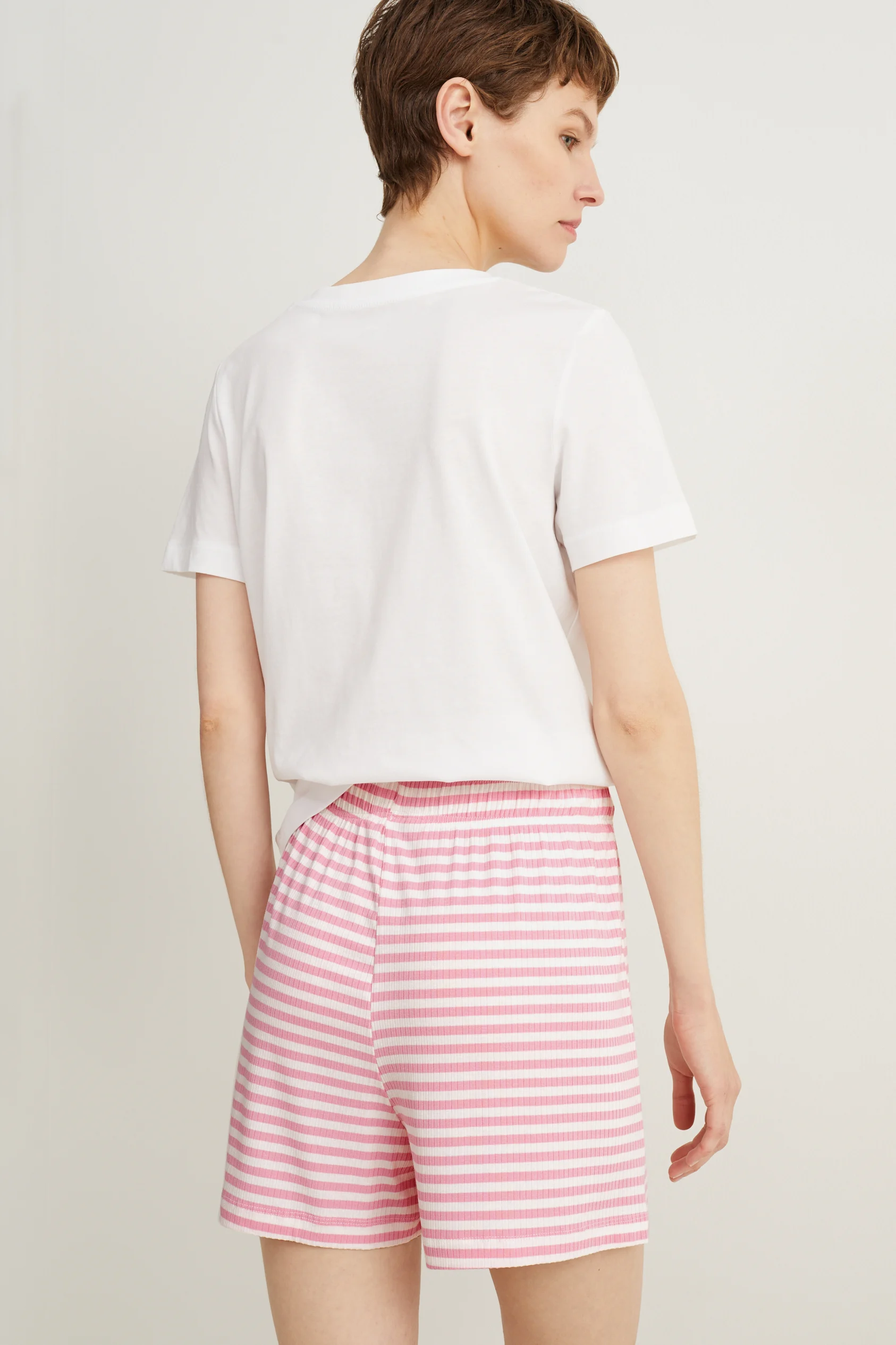 Pyjama shorts - with viscose - striped