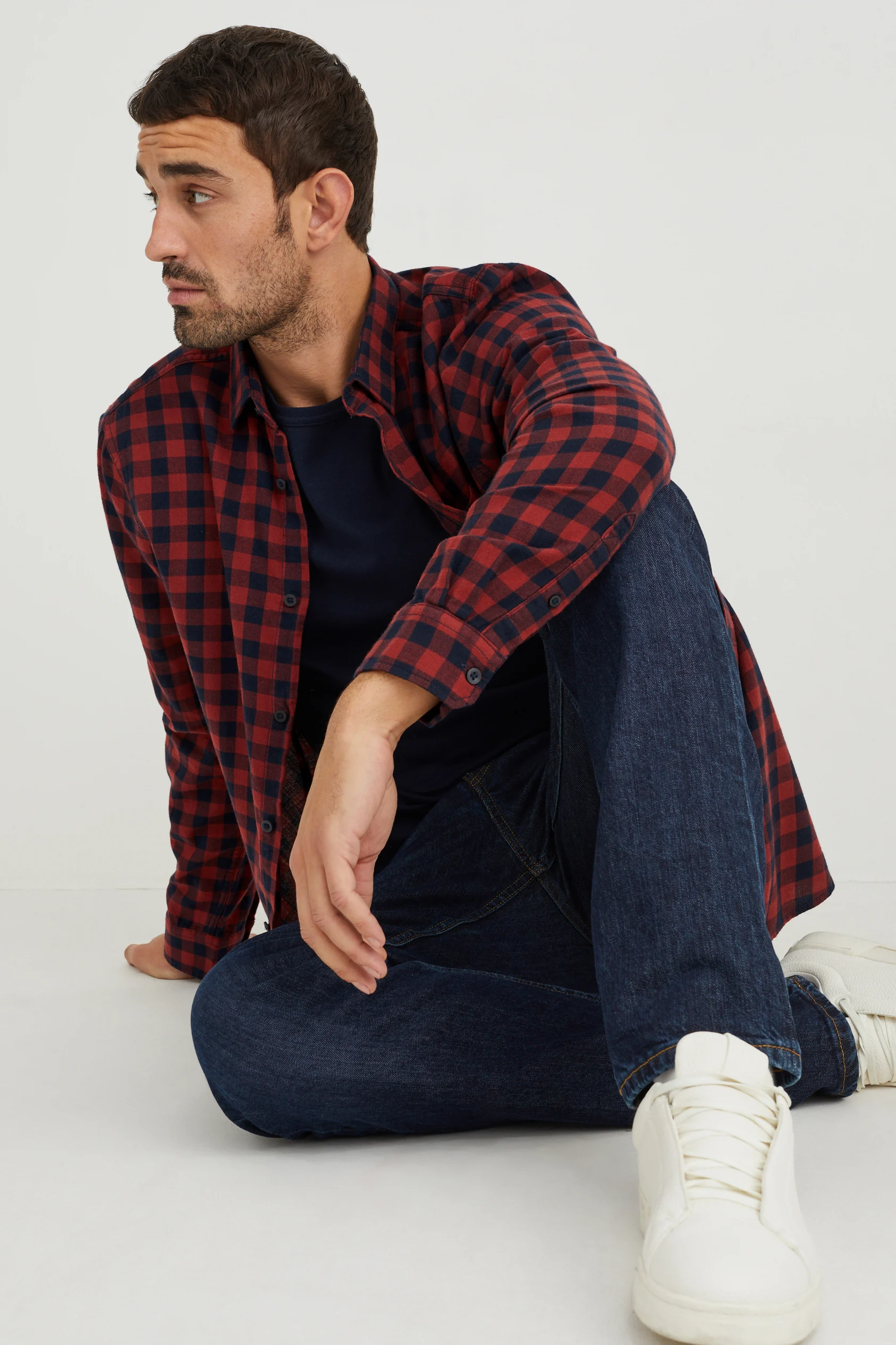 Flannel shirt - regular fit - Kent collar - check