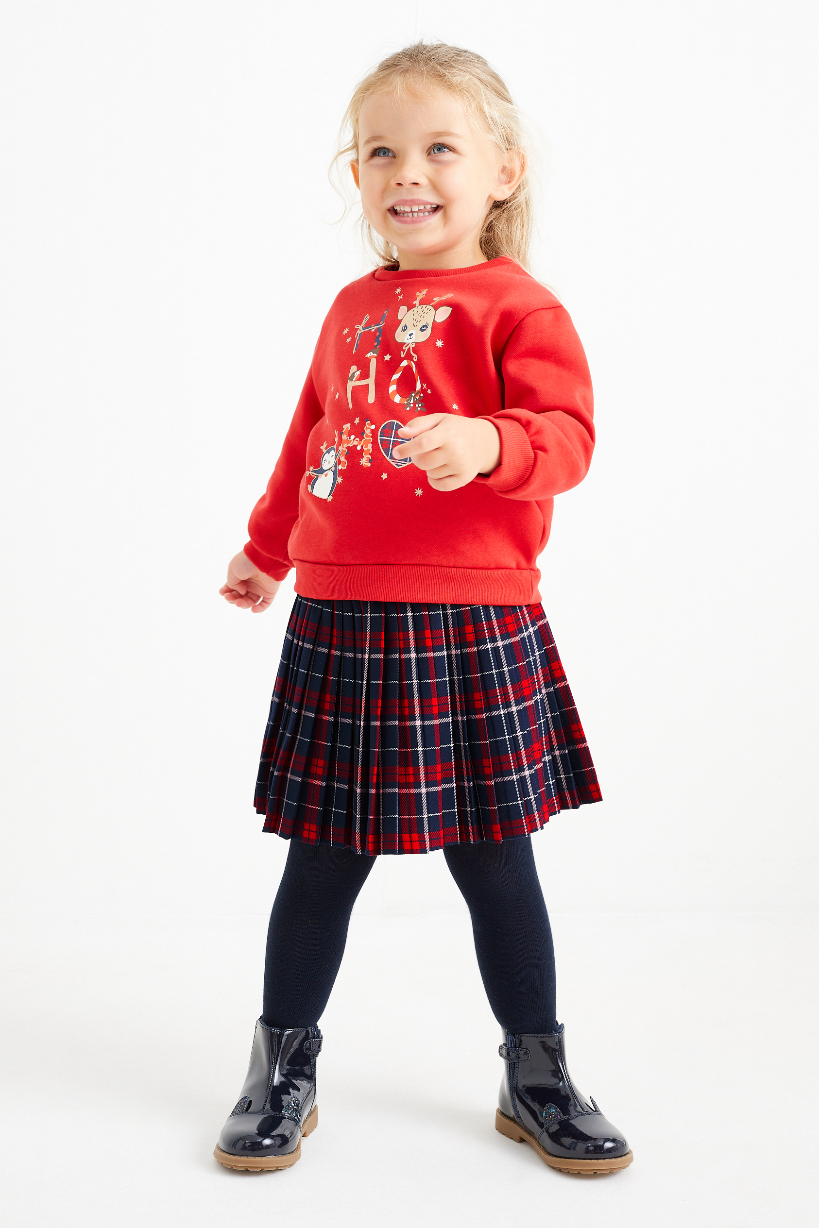 Christmas skirt - pleated - check