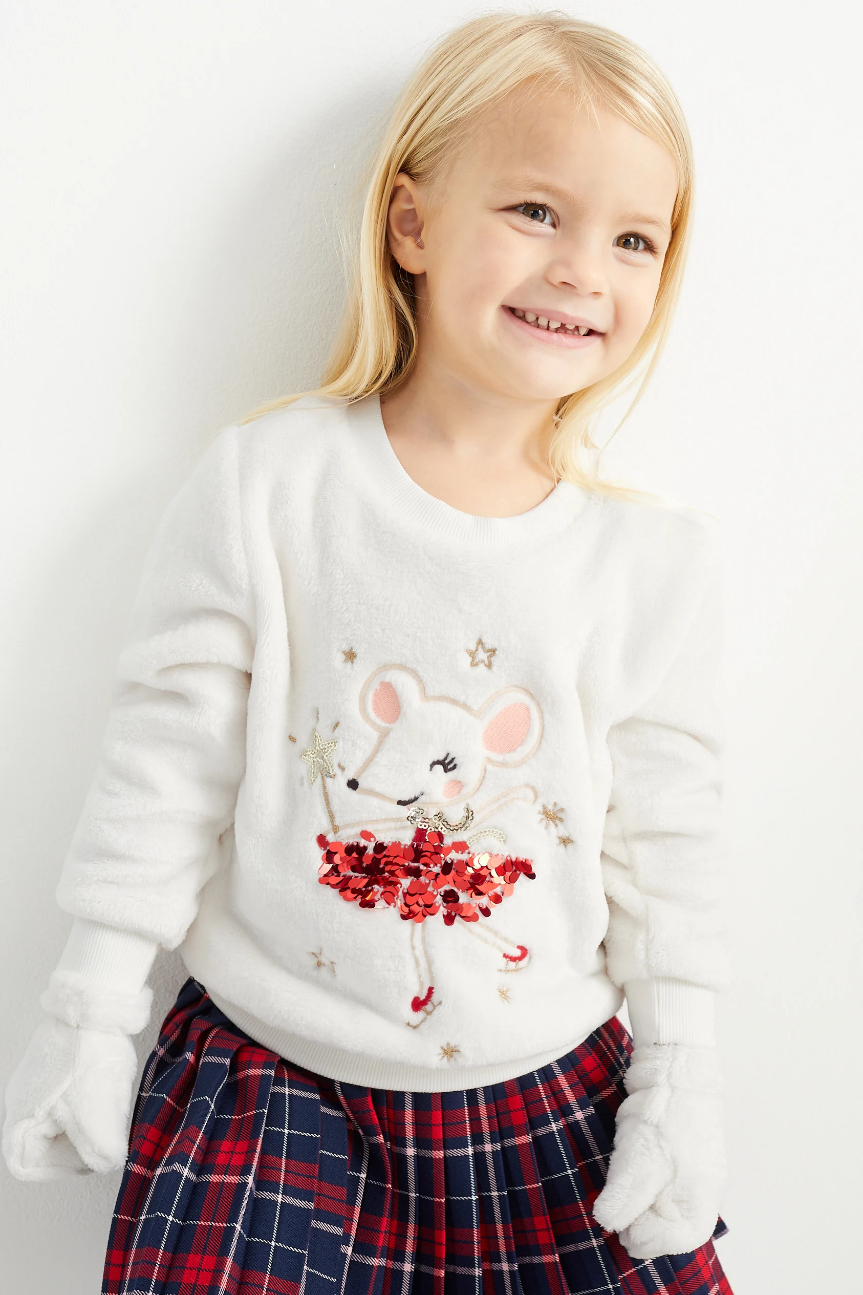 Mouse - Christmas set - jumper and mittens - 2 piece