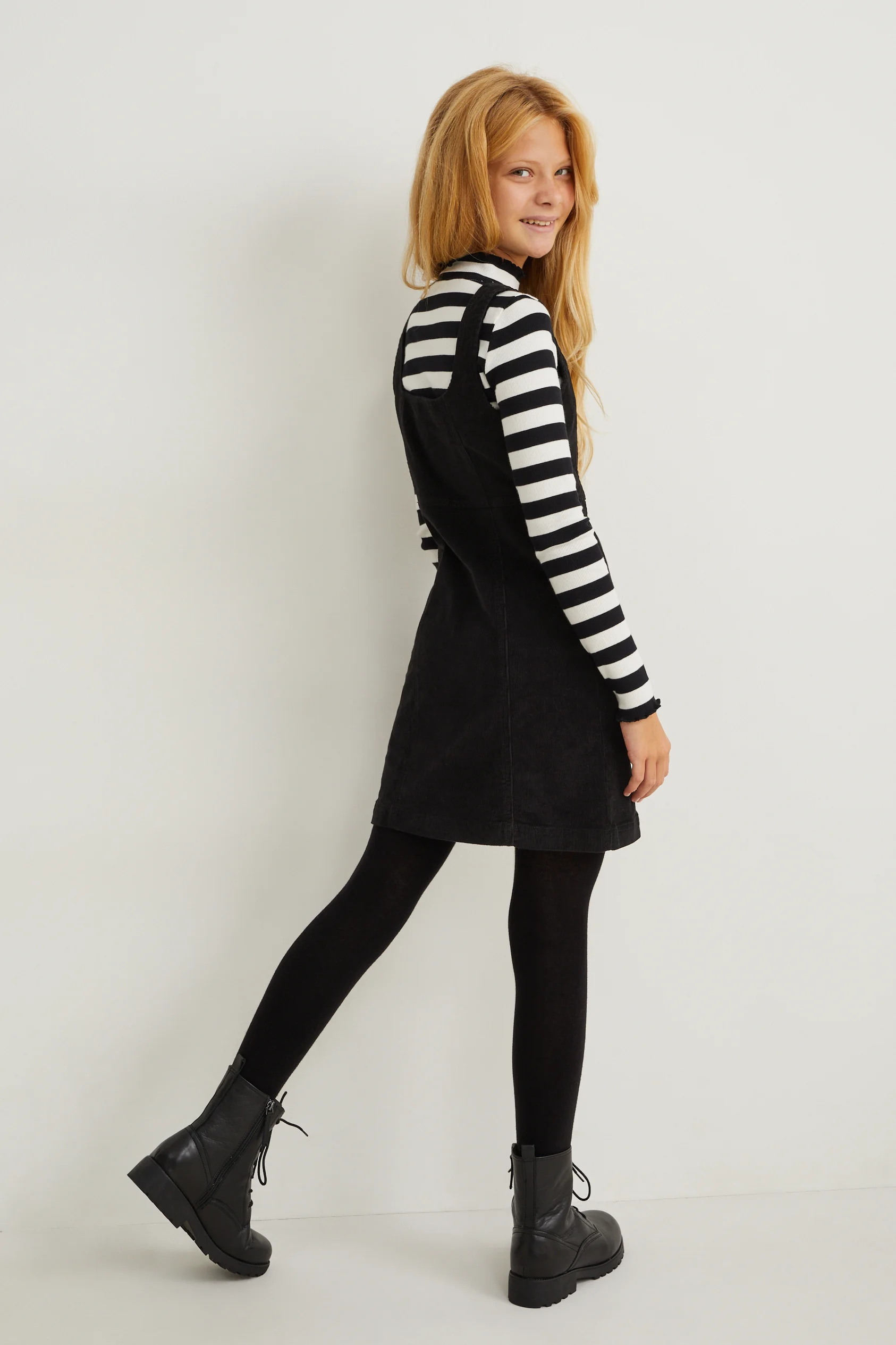 Set - corduroy dress and long sleeve top - 2 piece