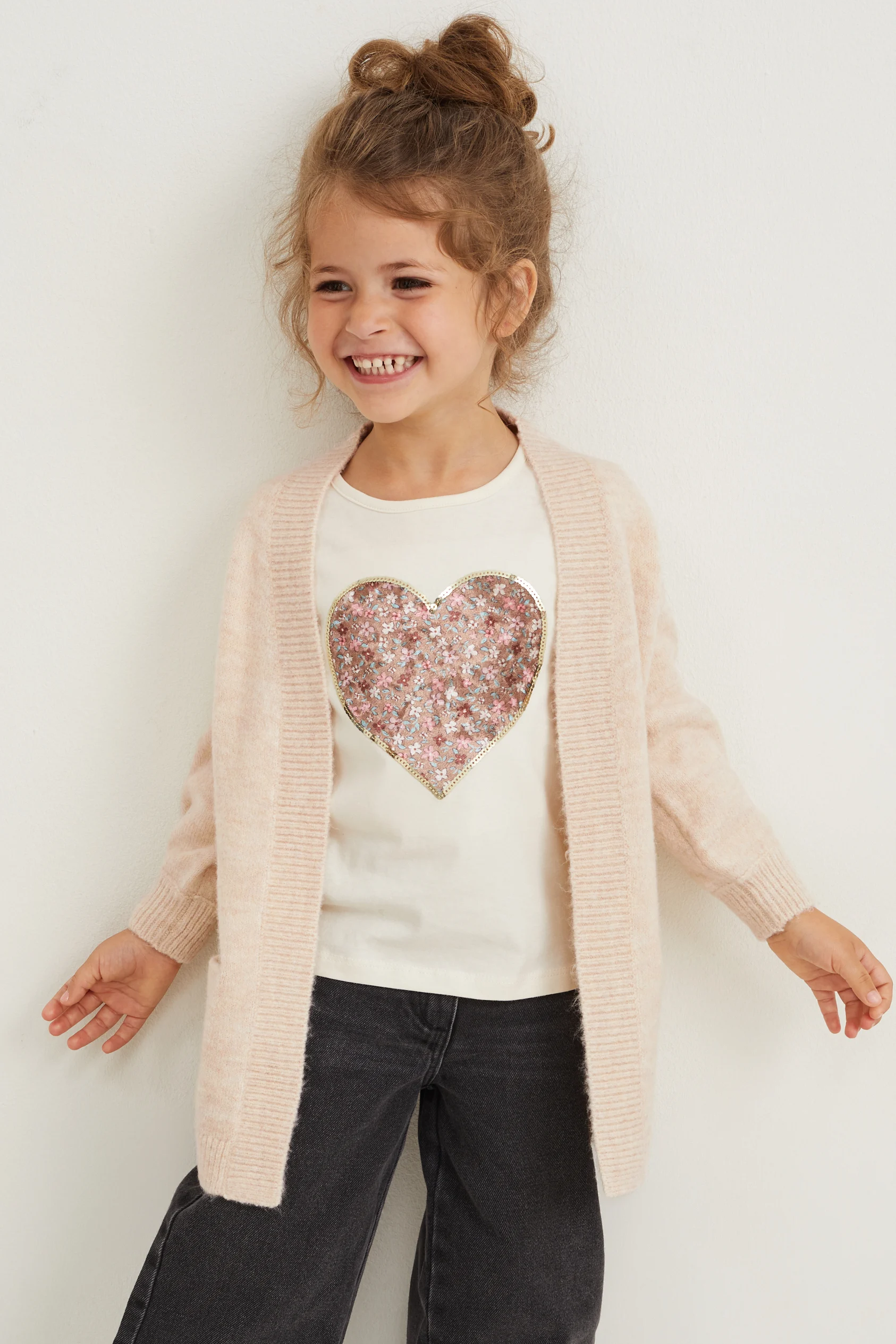 Set - cardigan and long sleeve top - 2 piece