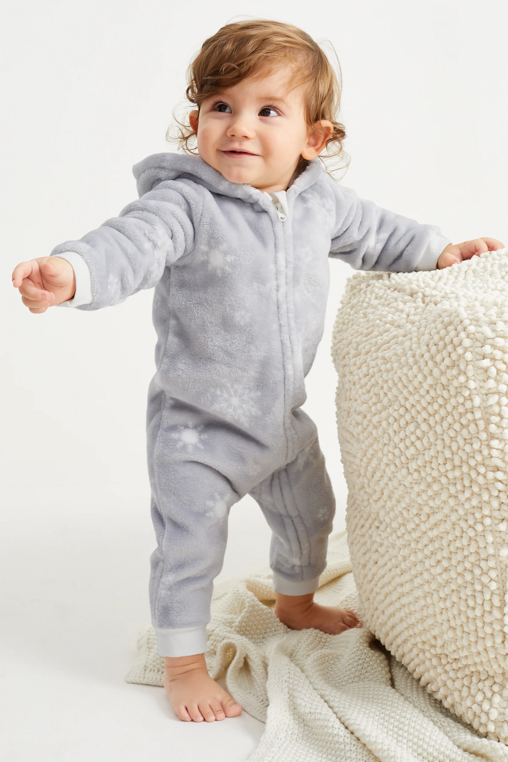 Snowflakes - baby fleece jumpsuit