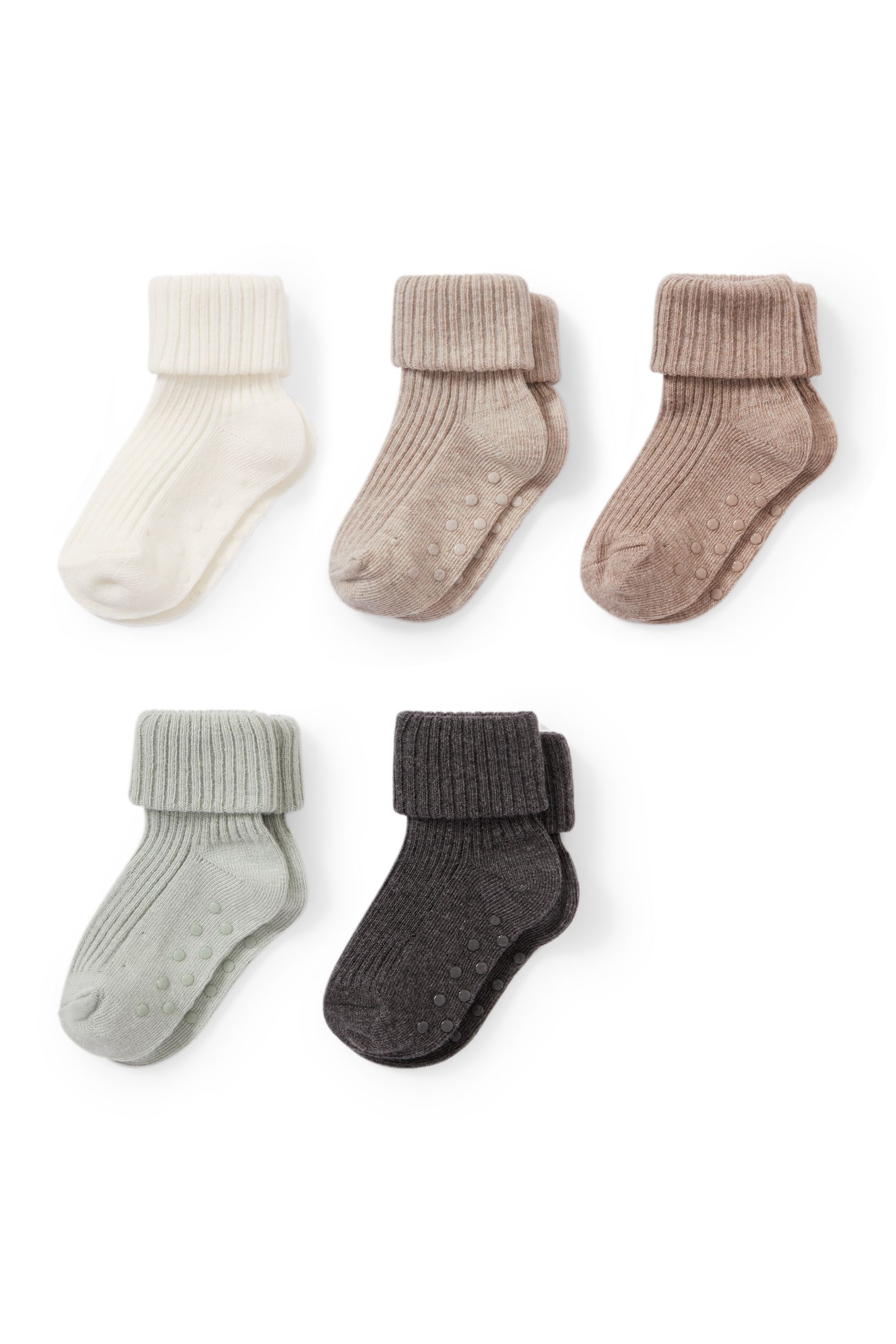 Multipack of 5 - baby non-slip socks