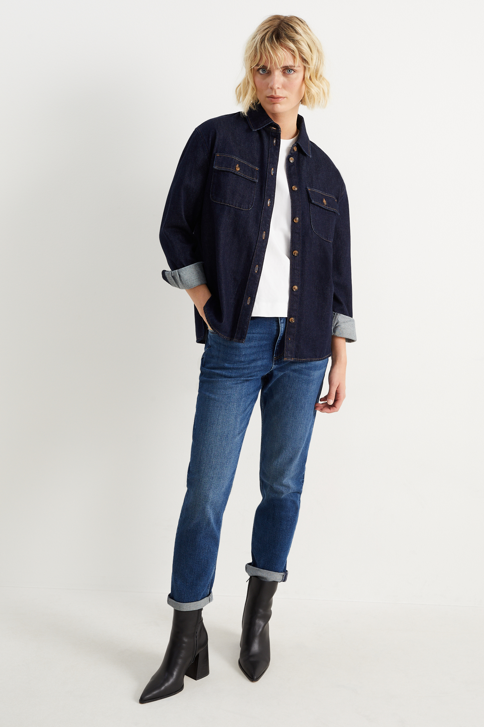 Boyfriend jeans - mid-rise waist - LYCRA?