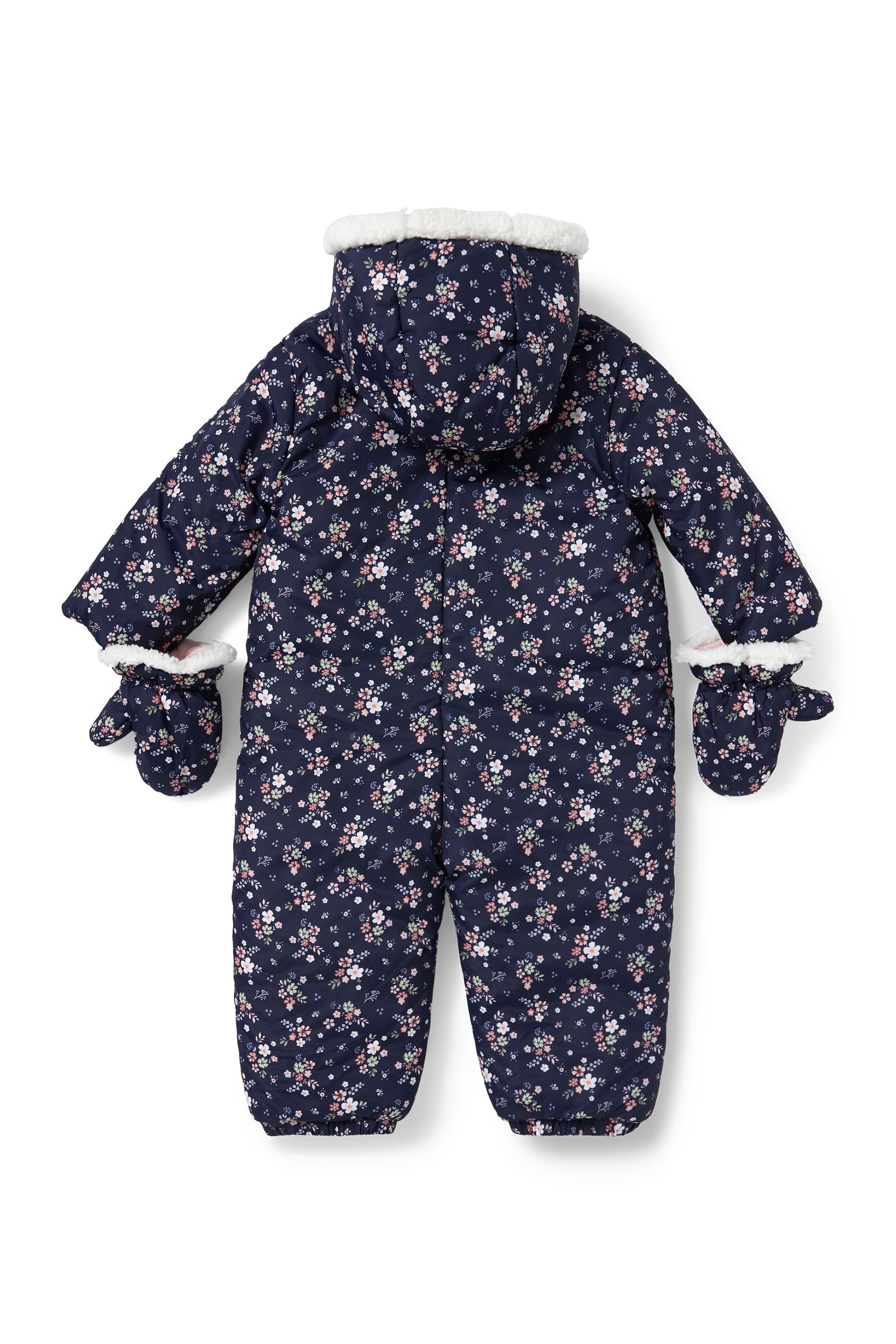 Baby snowsuit with hood - floral