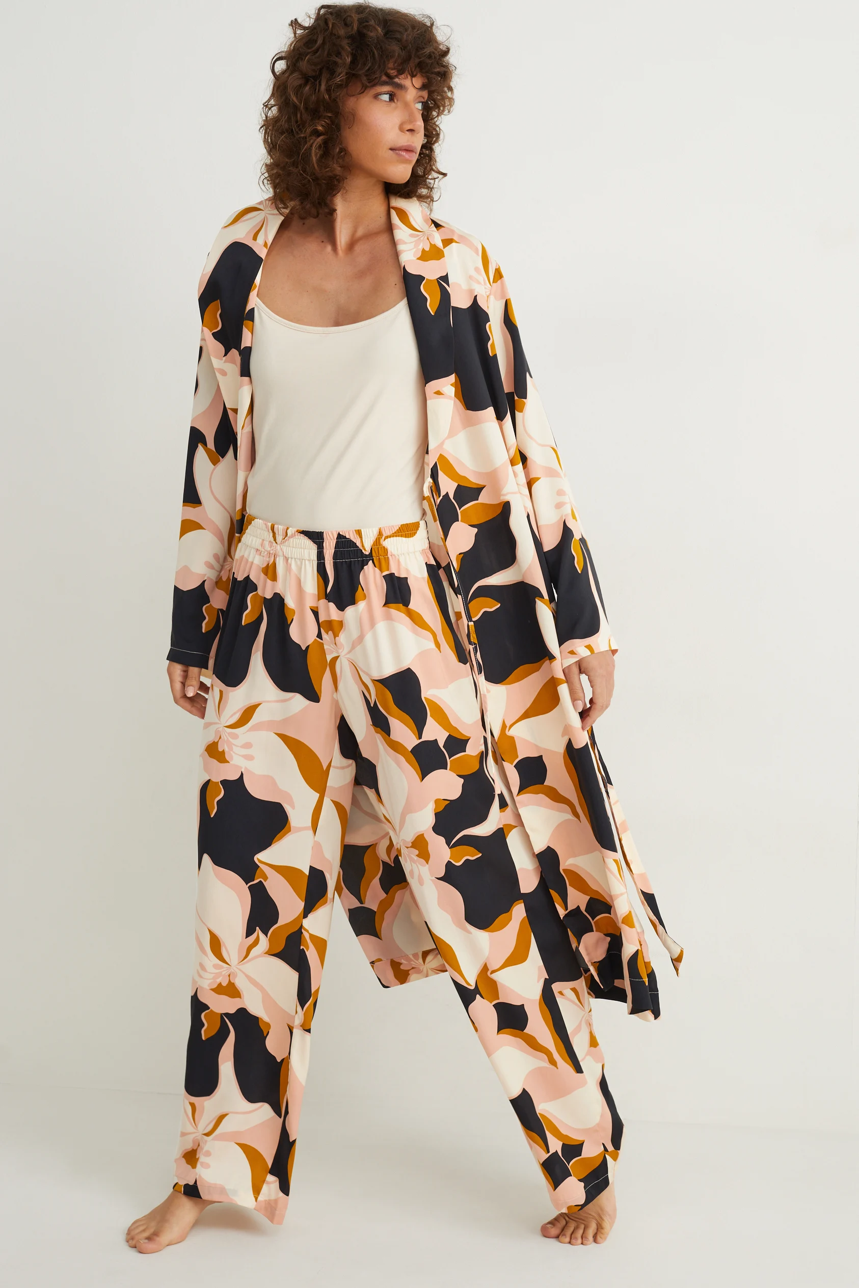 Satin pyjama bottoms - floral